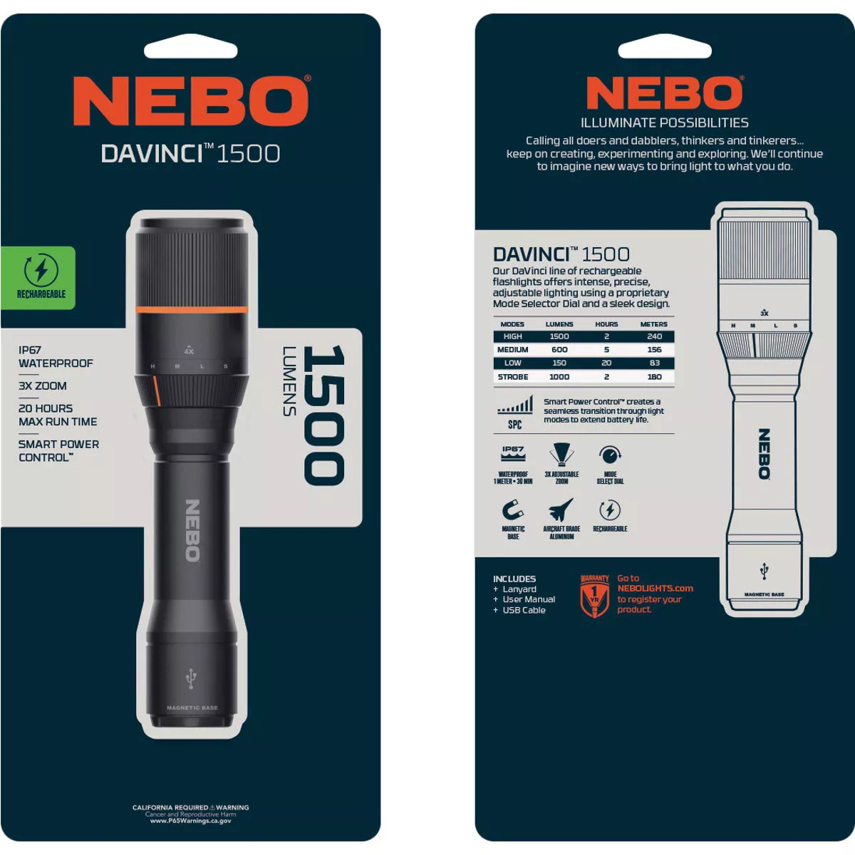 Nebo DaVinci LED Anodized Aluminum 1500 Lm. Rechargeable Flashlight - photo 2