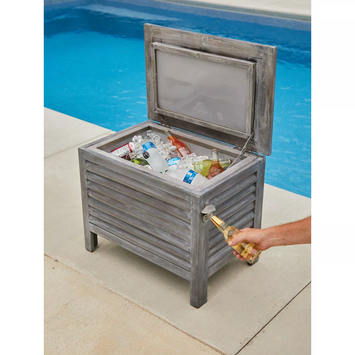 Leigh Country 56 Qt. Acacia Wood Cooler, Gray - photo 2
