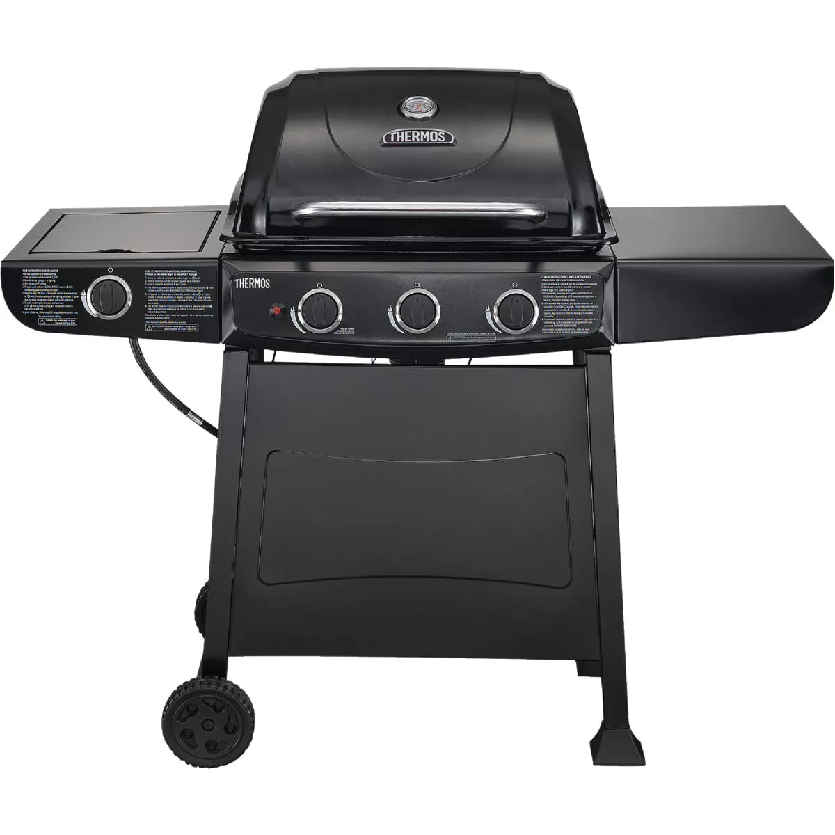 Thermos QuickSet 3 Burner Black 36 000 BTU LP Gas Grill with 12 000 BTU Side Burner