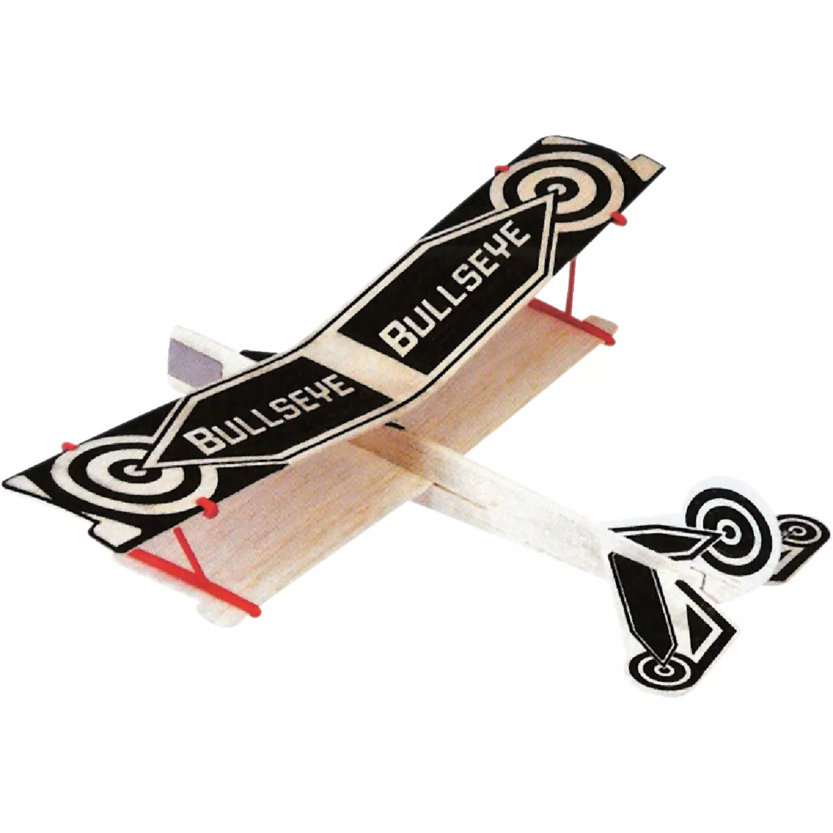 Paul K Guillow Bullseye Biplane 12 In. Balsa Wood Glider Plane