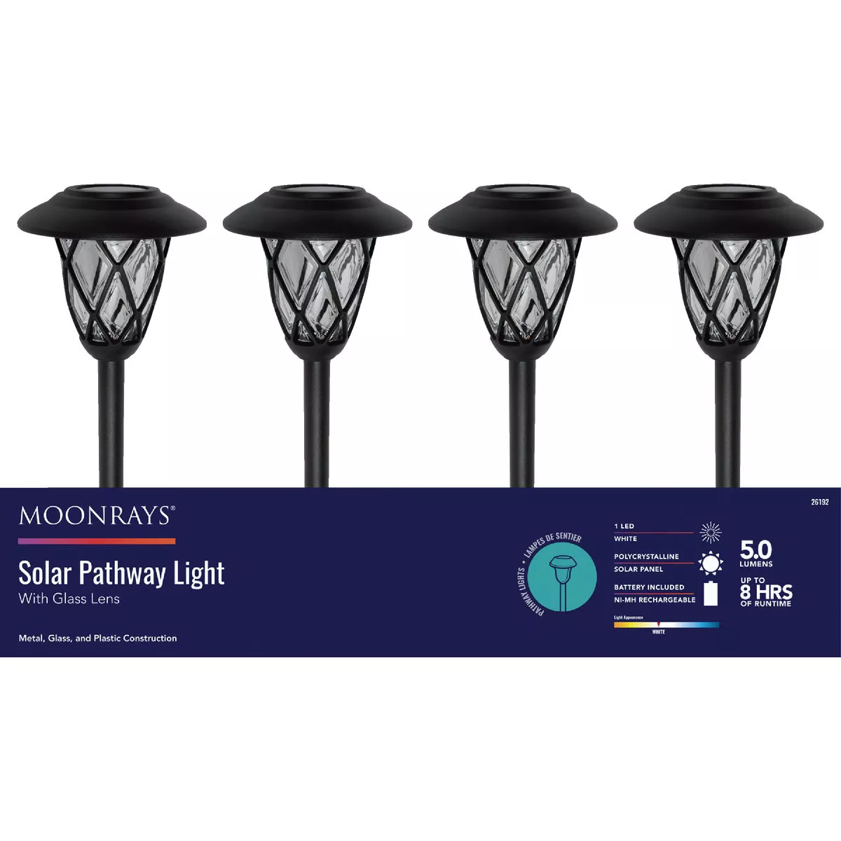 Moonrays Black 5 Lumens Plastic & Metal Diamond Solar Path Light | Do ...