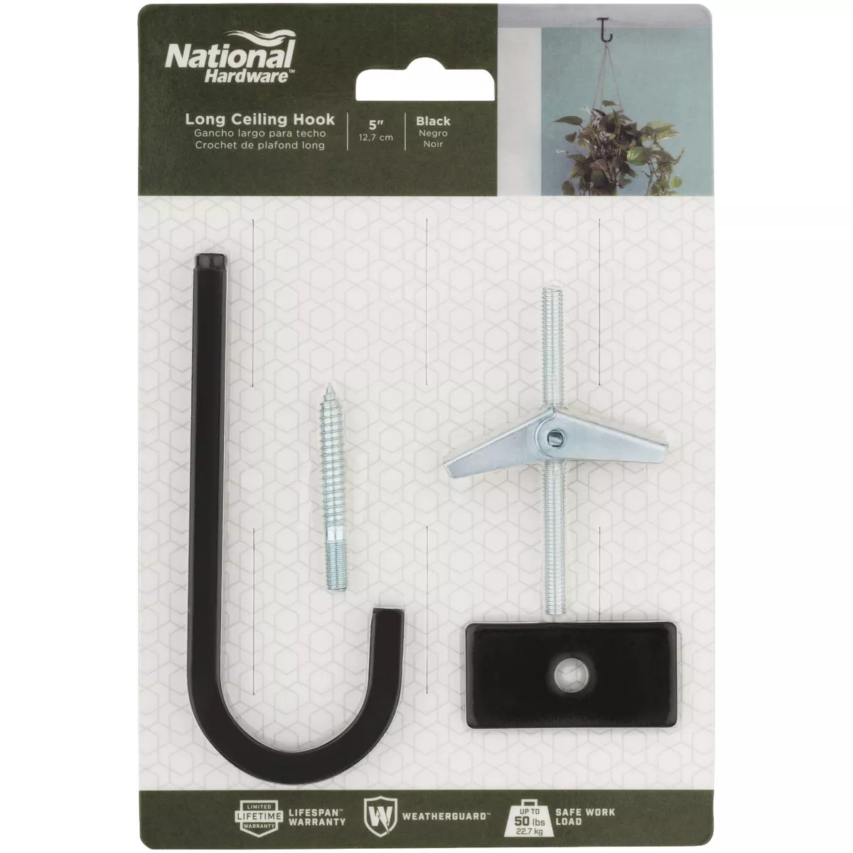 National Hardware 5 In. Black Steel Long Ceiling Plant Hook - photo 2