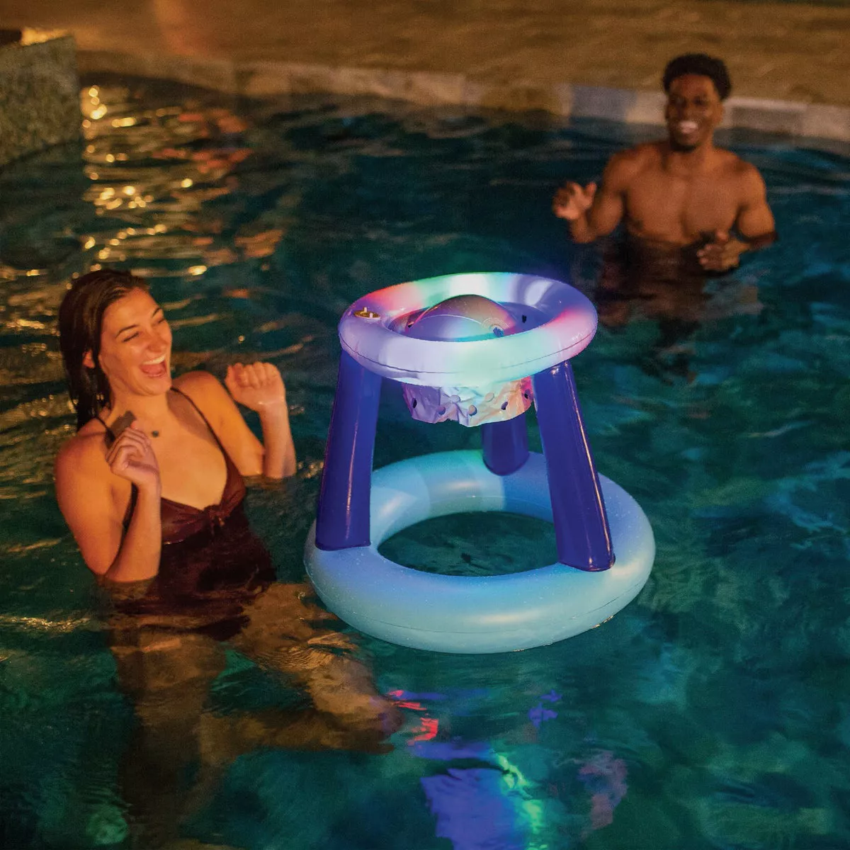 PoolCandy 2 or More Players Illuminated Floating LED Pool Basketball Set - photo 2