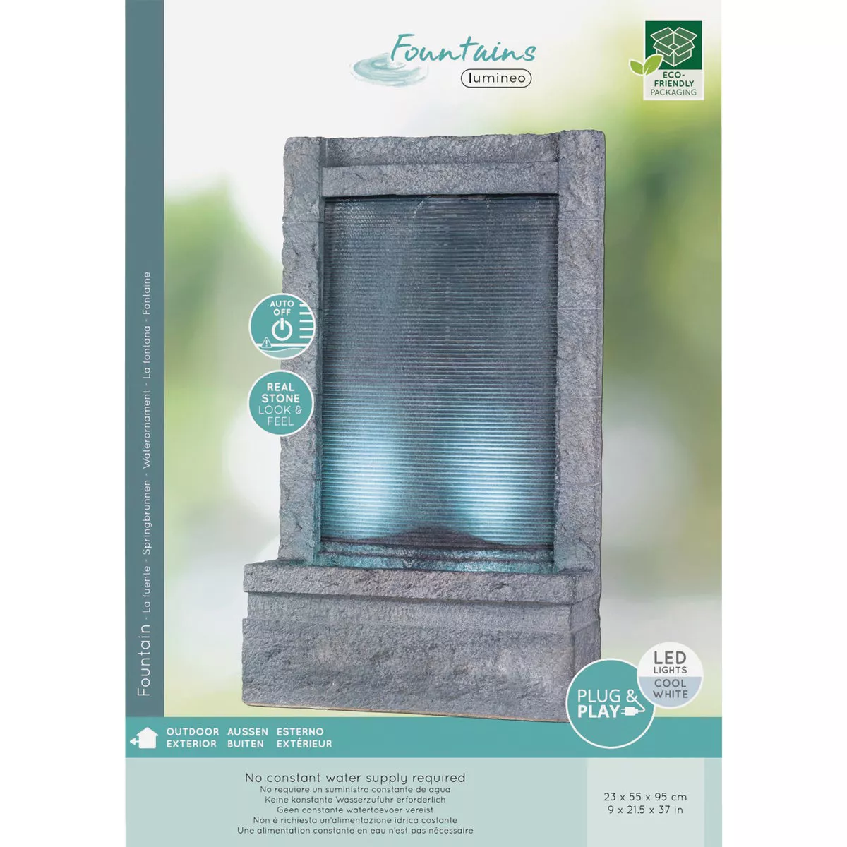 Lumineo 21.7 In. W. x 36 In. H. x 9.1 In. L. Gray GRC Wall Fountain - photo 2