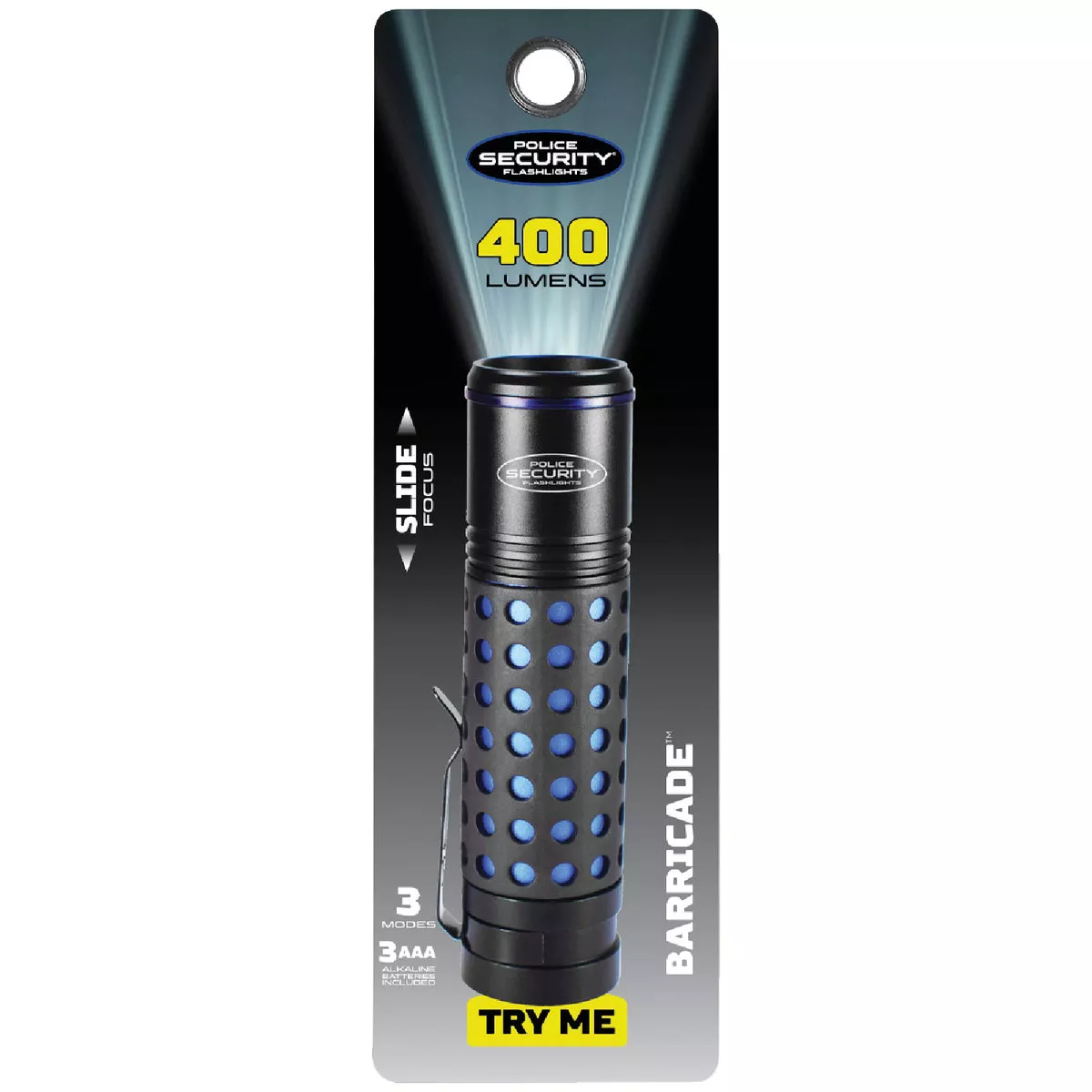 Police Security Barricade 3AAA 400 Lm. Focusing Rubber Grip LED Flashlight - photo 3