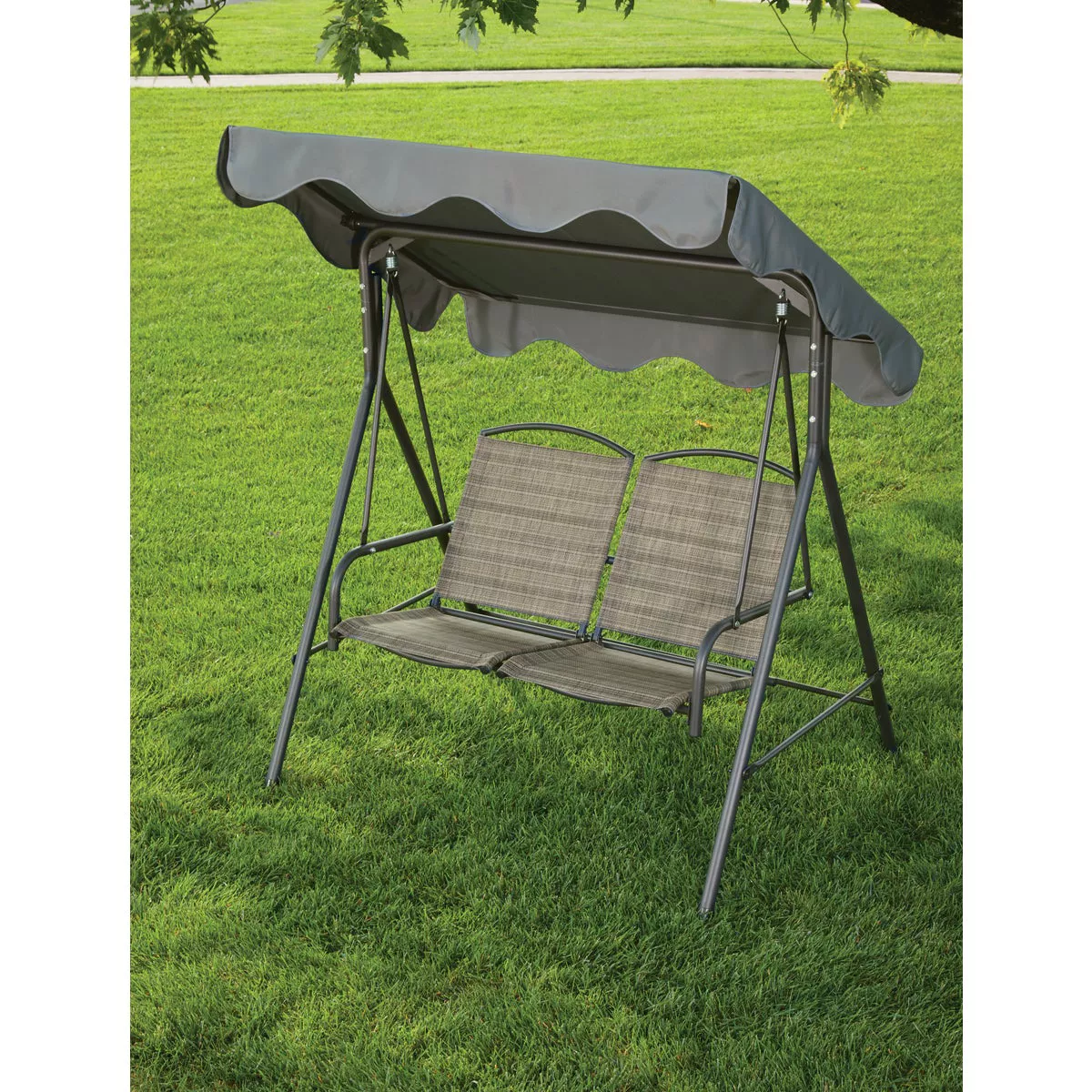 Outdoor Expressions 2-Person 61.41 In. W. x 64.96 In. H. x 47.24 In. D. Brown Patio Swing - photo 4