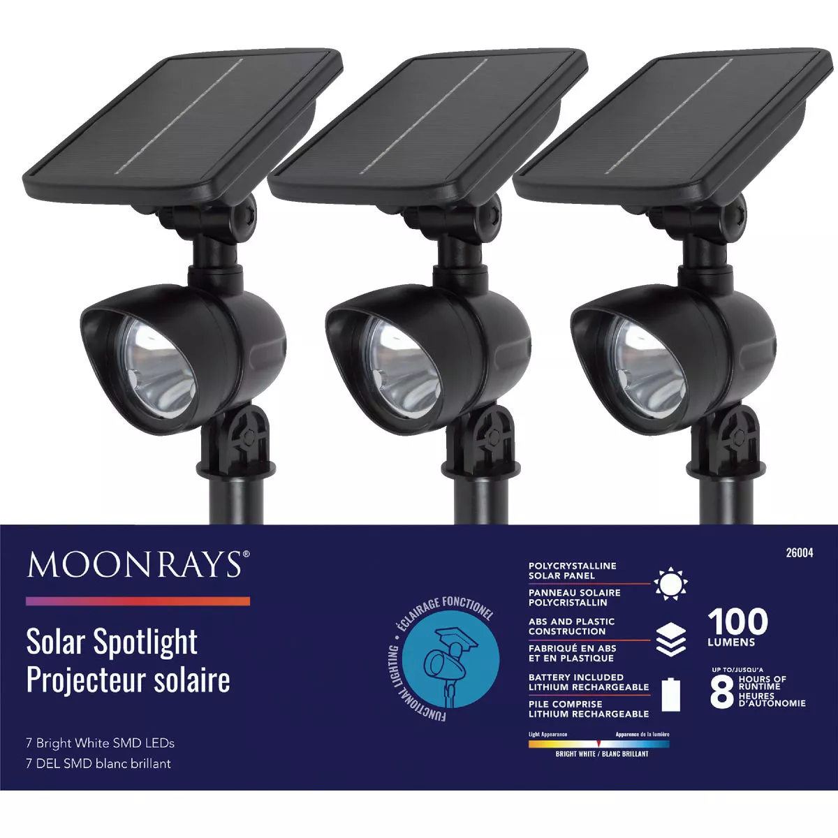 Moonrays Black 7 SMD LED Up to 8-Hour Run Time Solar Spotlight - photo 2