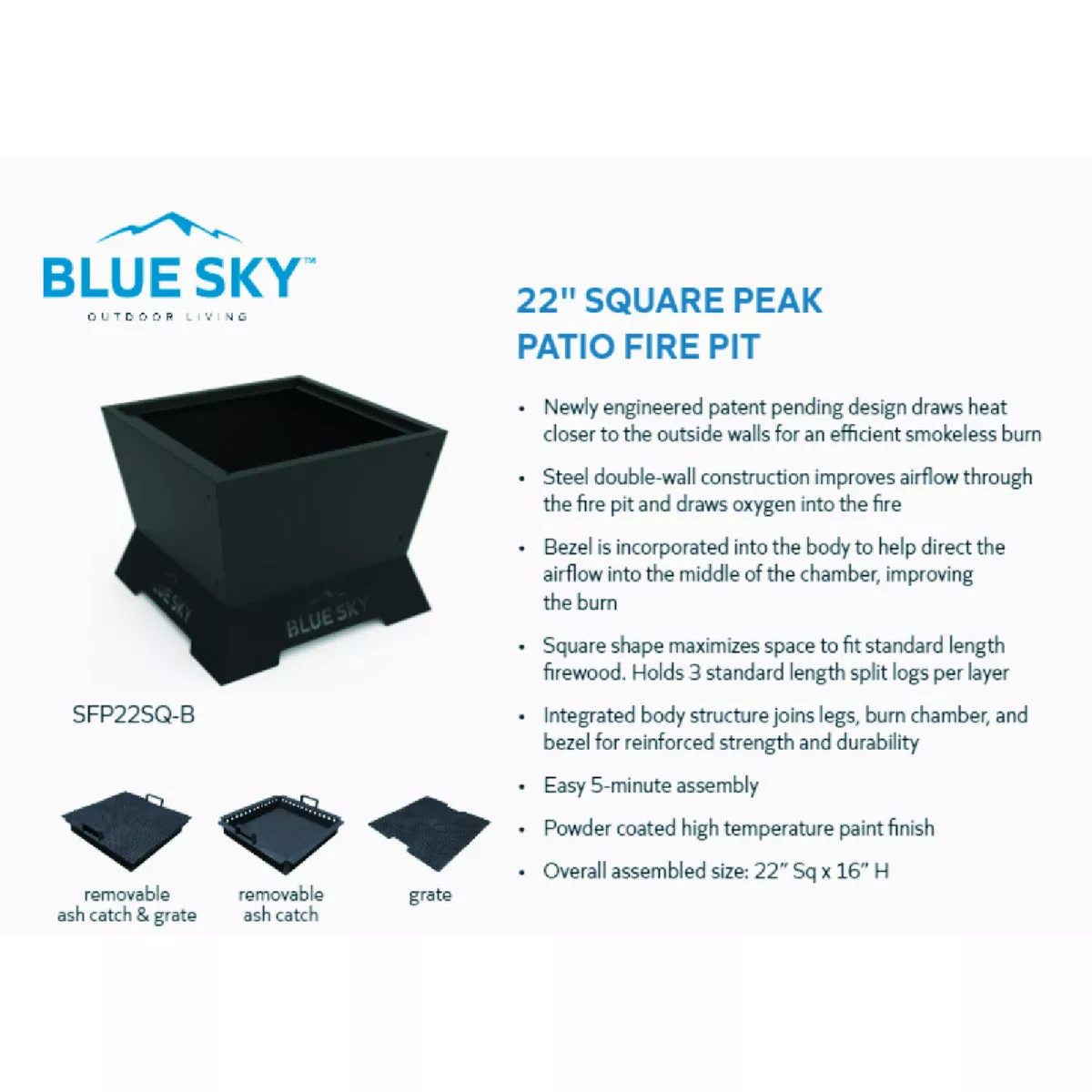 Blue Sky 22 In. Square Wood Smokeless Fire Pit - photo 4