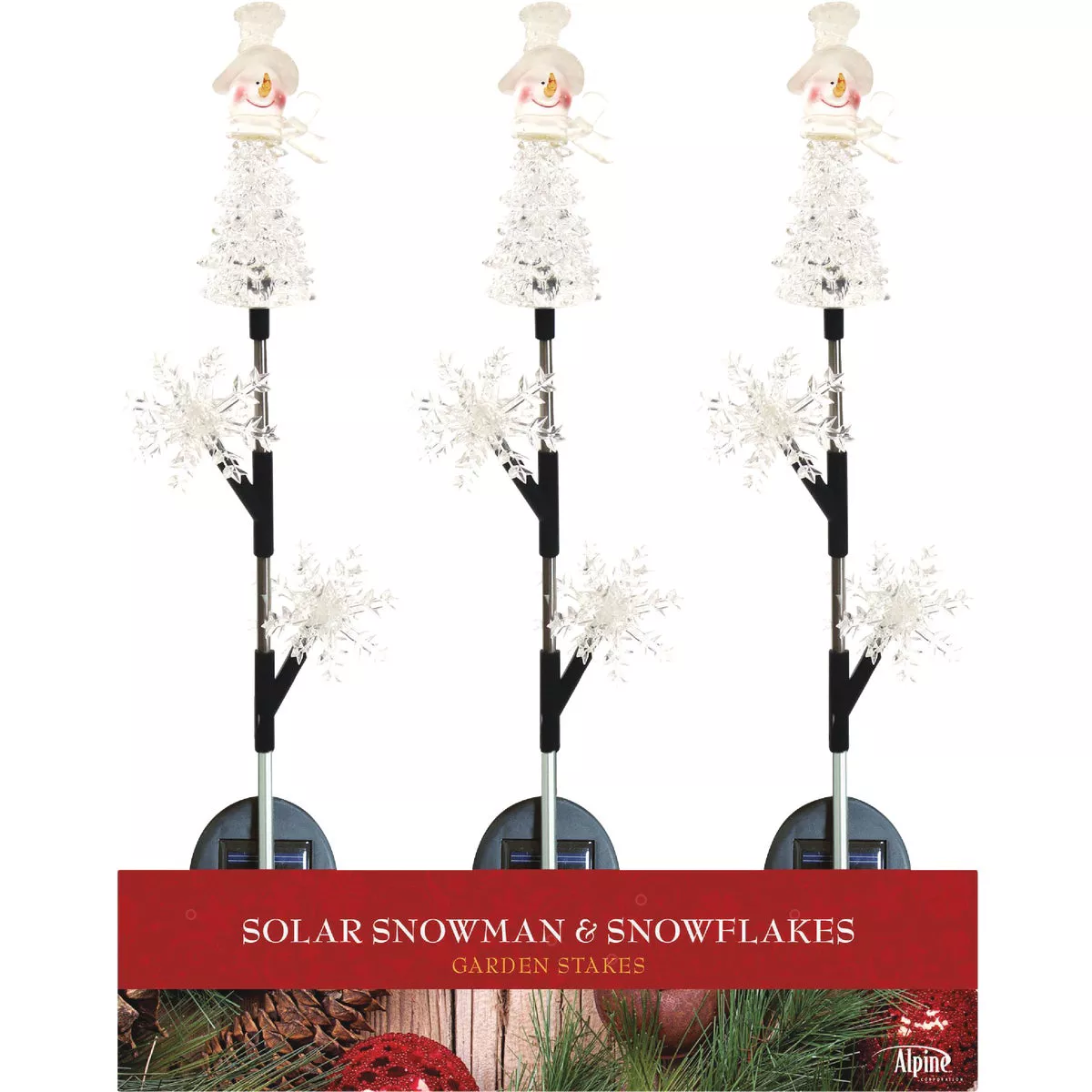 Alpine Solar Snowman, Santa & Cardinal Garden Stake