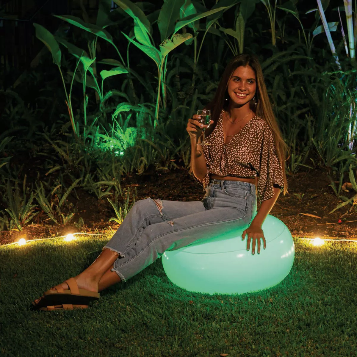 AirCandy Illuminated Color Changing LED Inflatable Ottoman with Remote - photo 2