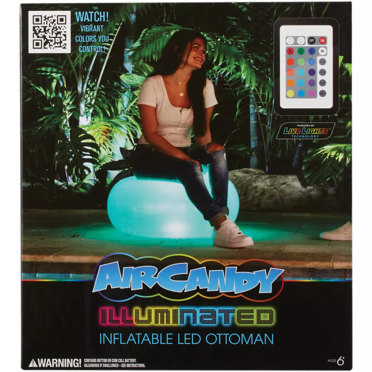 AirCandy Illuminated Color Changing LED Inflatable Ottoman with Remote - photo 3