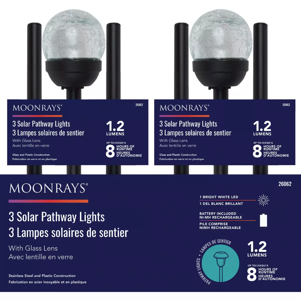 Moonrays Crackle Glass Ball Solar Stake Light (3-Pack)