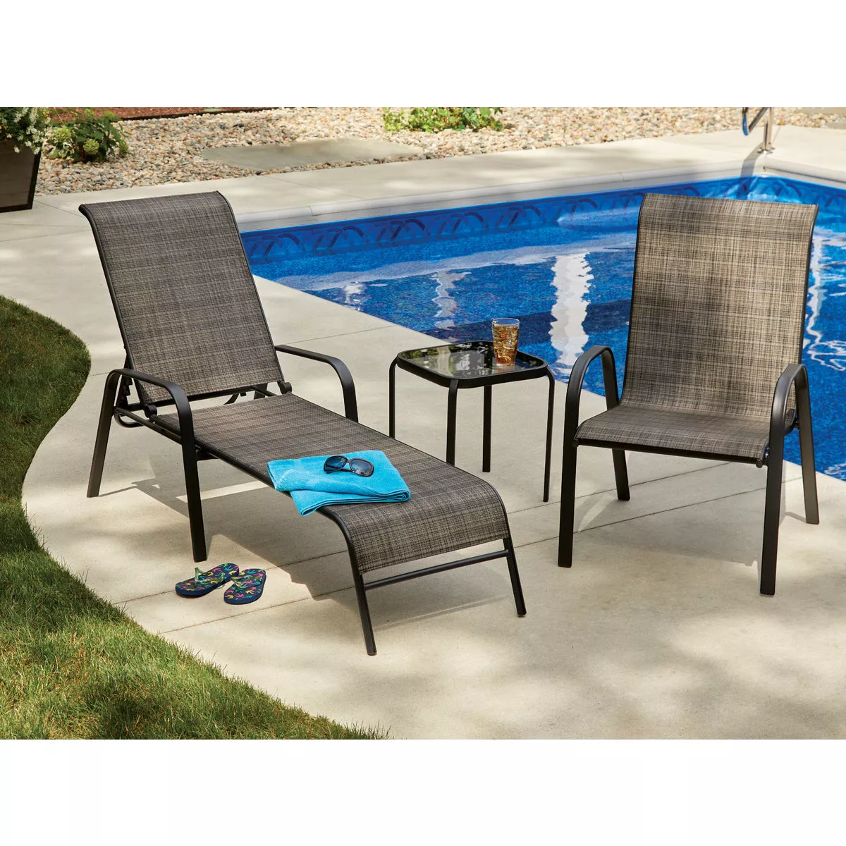 Outdoor Expressions Windsor Collection Black Steel Sling Oversized Stacking Chair - photo 3