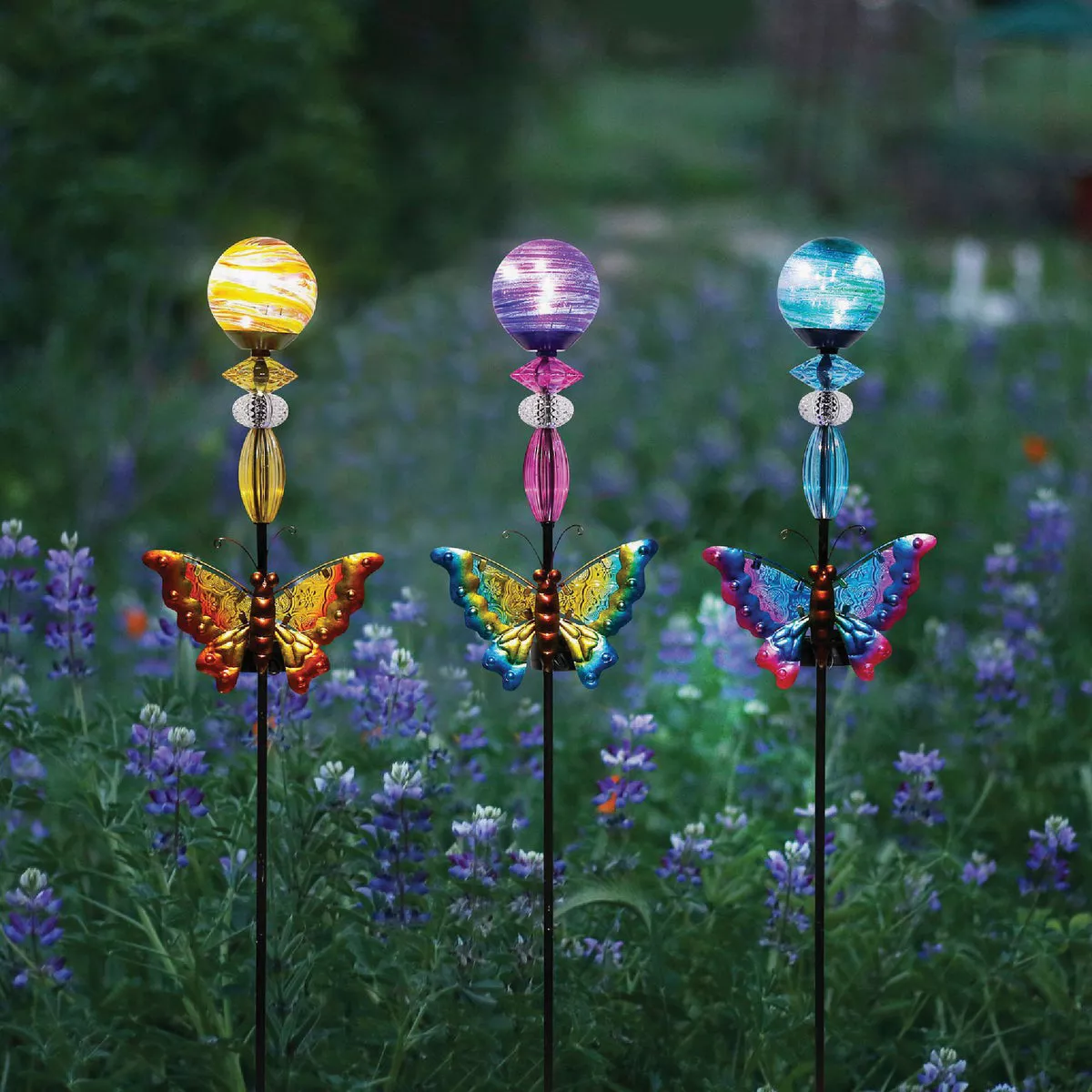 Solar Swirl Glass & Metal Butterfly Stake - photo 2