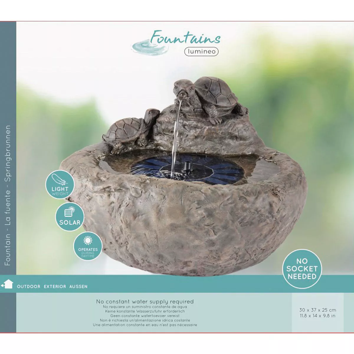 Lumineo 14.6 In. W. x 9.8 In. H. x 11.8 In. L. Polyresin Solar Turtle Fountain - photo 2
