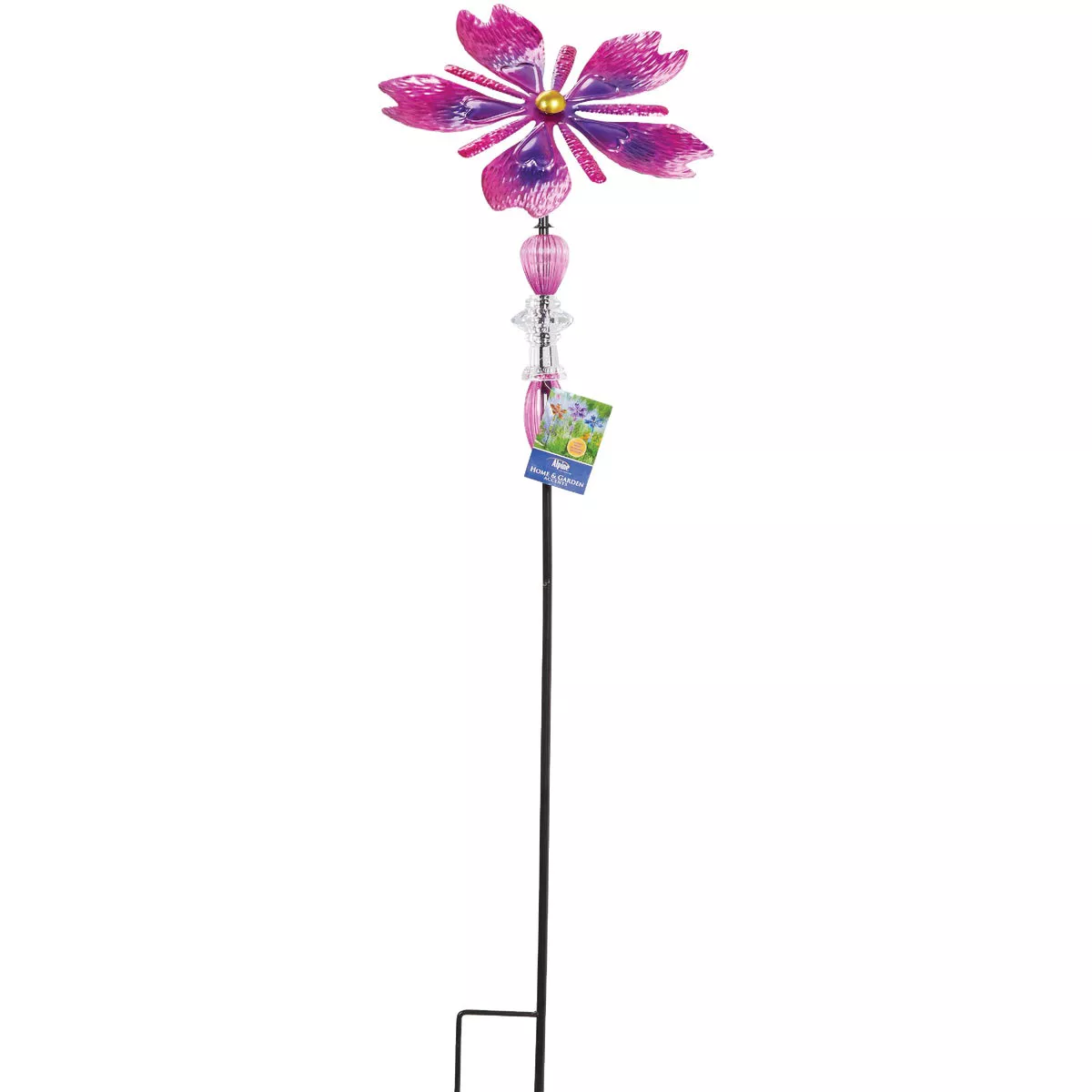 Alpine 37 In. H. Colorful Glass Flower & Gem Wind Spinner Stake - photo 2