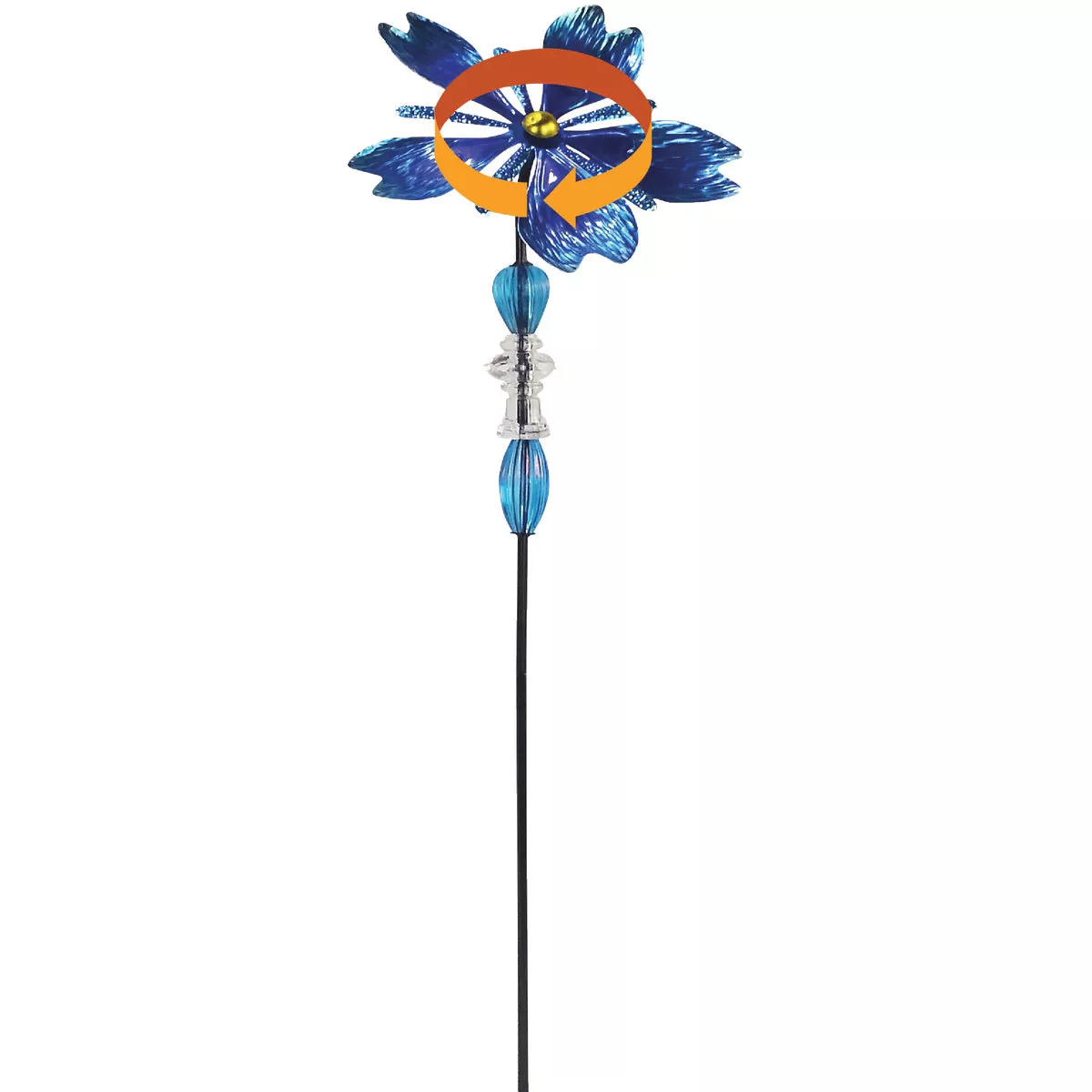 Alpine 37 In. H. Colorful Glass Flower & Gem Wind Spinner Stake - photo 3