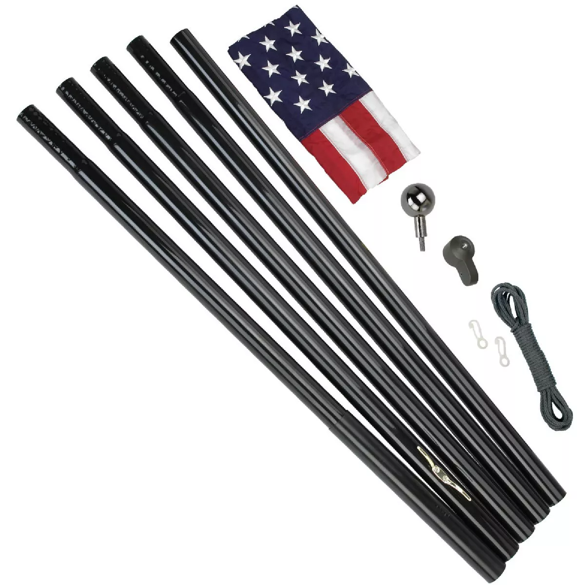 Valley Forge 3 Ft. x 5 Ft. Nylon American Flag & 18 Ft. Black In-Ground Pole Kit