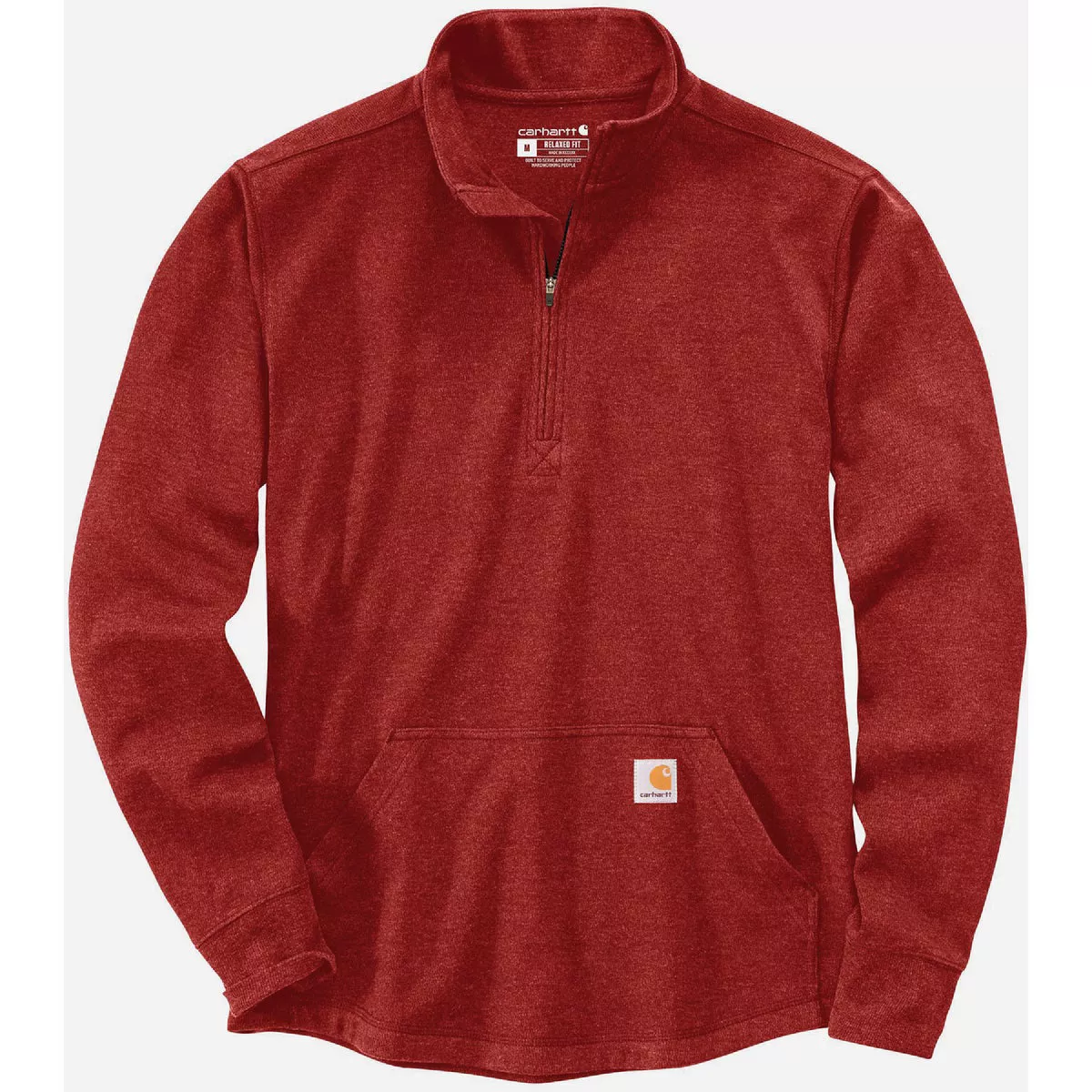 Carhartt Men's 2XL Regular Chili Pepper Heather Long Sleeve Heavyweight 1/2-Zip Thermal Shirt, Relaxed Fit