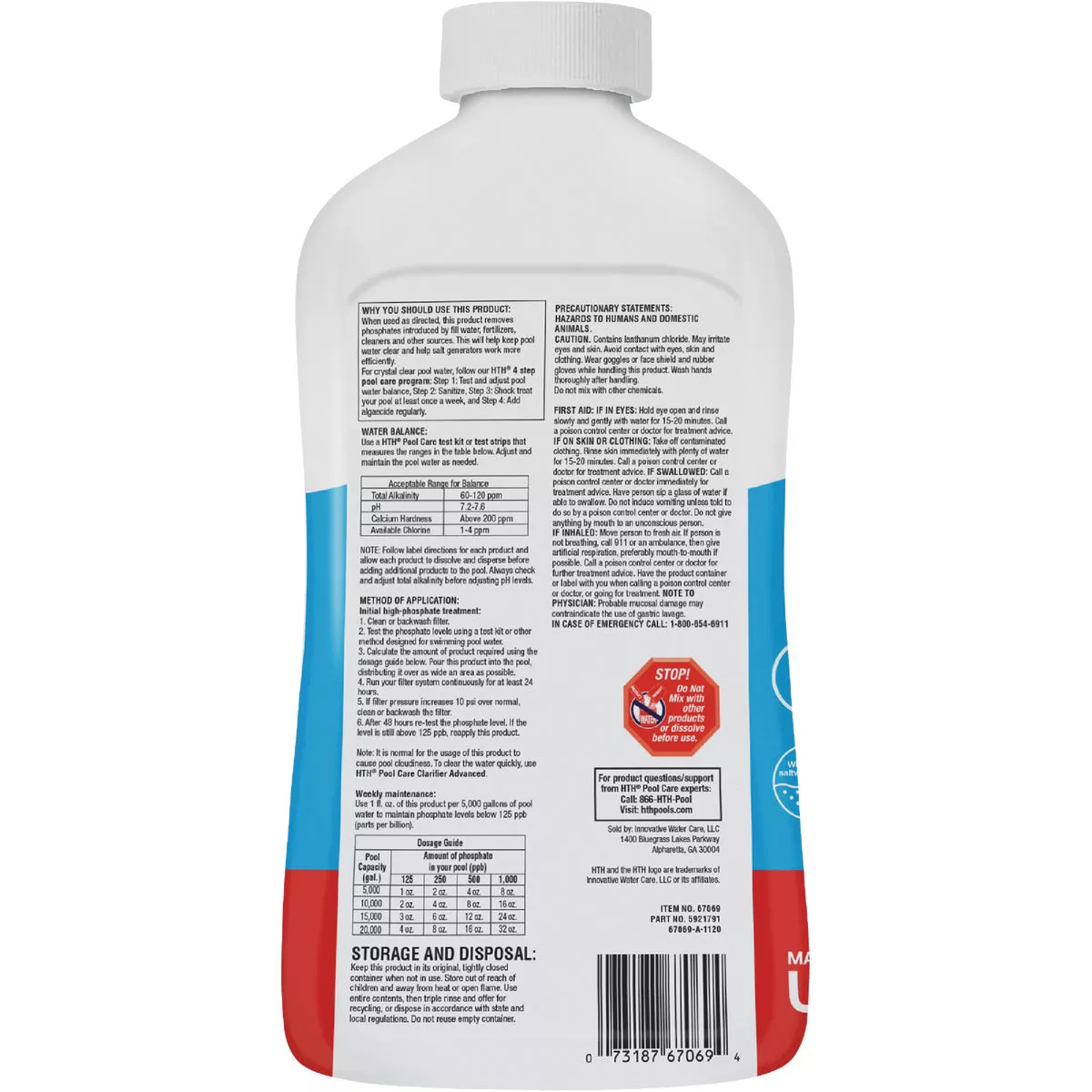 HTH Pool Care Clear Defense 1 Qt. 3-in-1 Formula Phosphate Remover - photo 2
