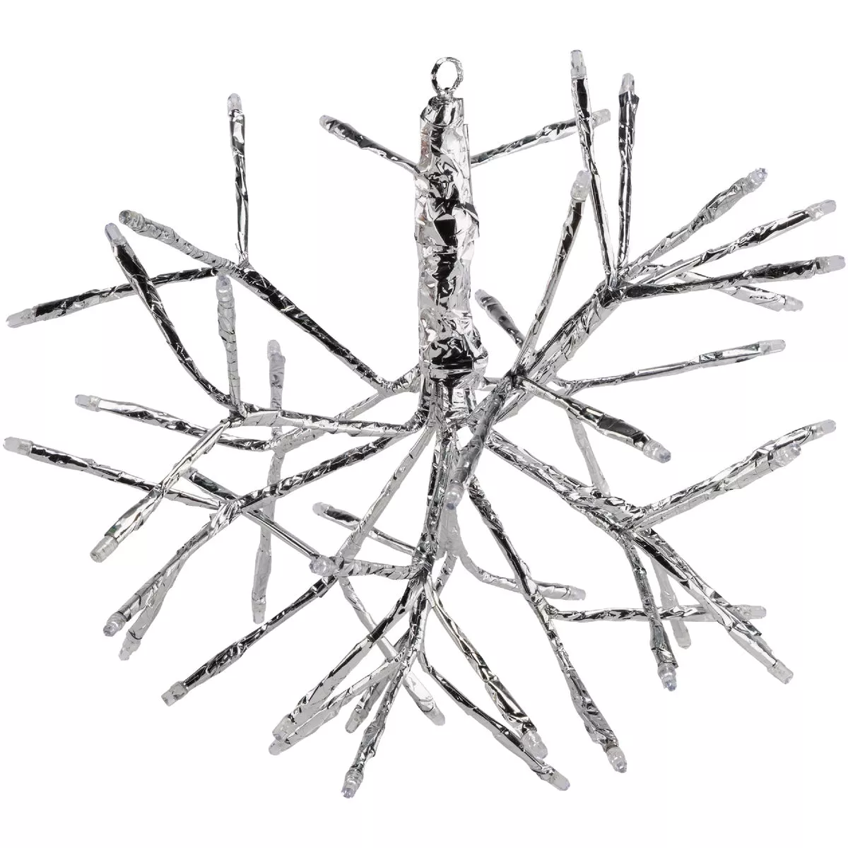 Alpine 10 In. LED 48-Bulb Cool White Hanging Twig Snowflake Ornament Light Decoration