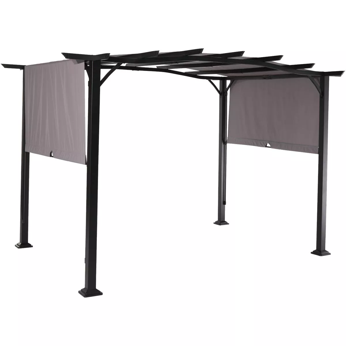 Outdoor Expressions 11.5 Ft. W. x 7.5 Ft. H. x 8.8 Ft. L. Black Steel Pergola