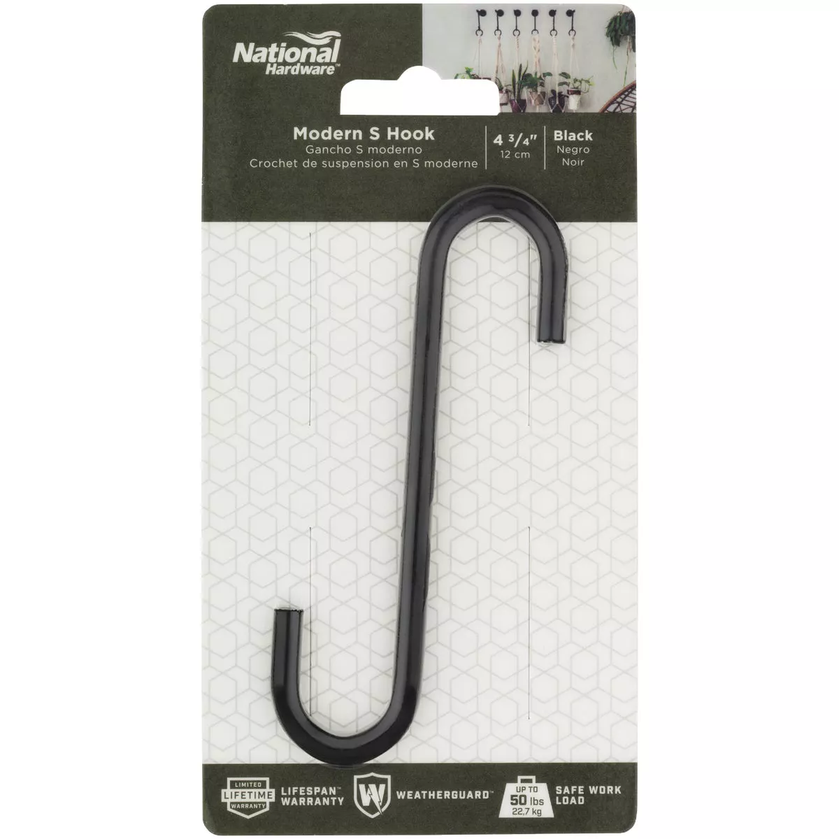 National Hardware 4 In. Black Steel Modern Small S-Hook Plant Hanger - photo 2