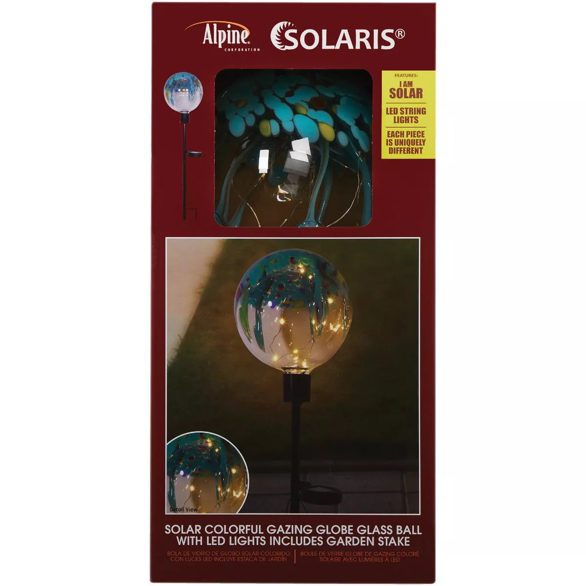 Alpine 33 In. H. Colorful Raindrop Splashes Glass Ball Solar LED Stake Light - photo 3