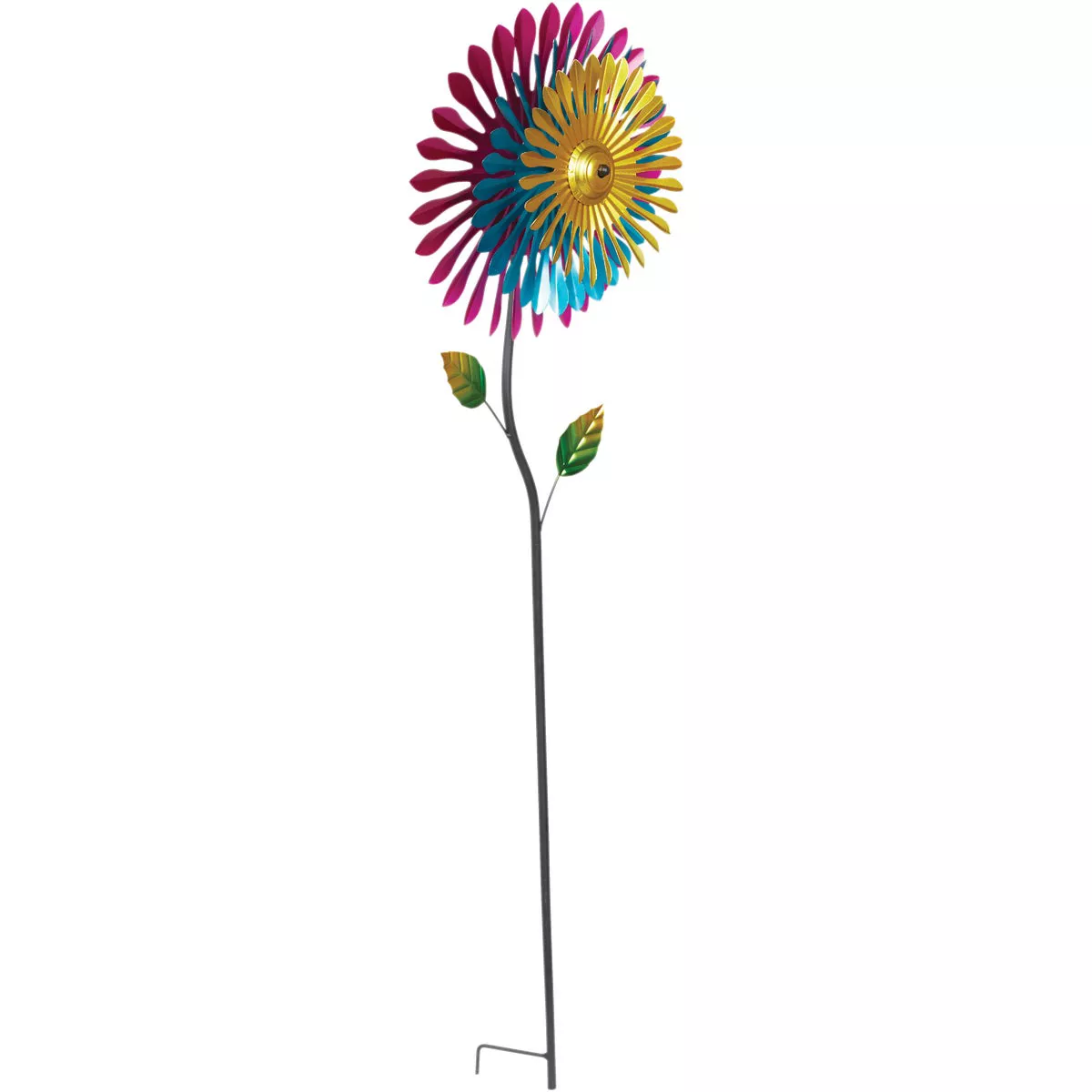 Alpine 47 In. H. Triple Metal Daisy Wind Spinner Garden Stake