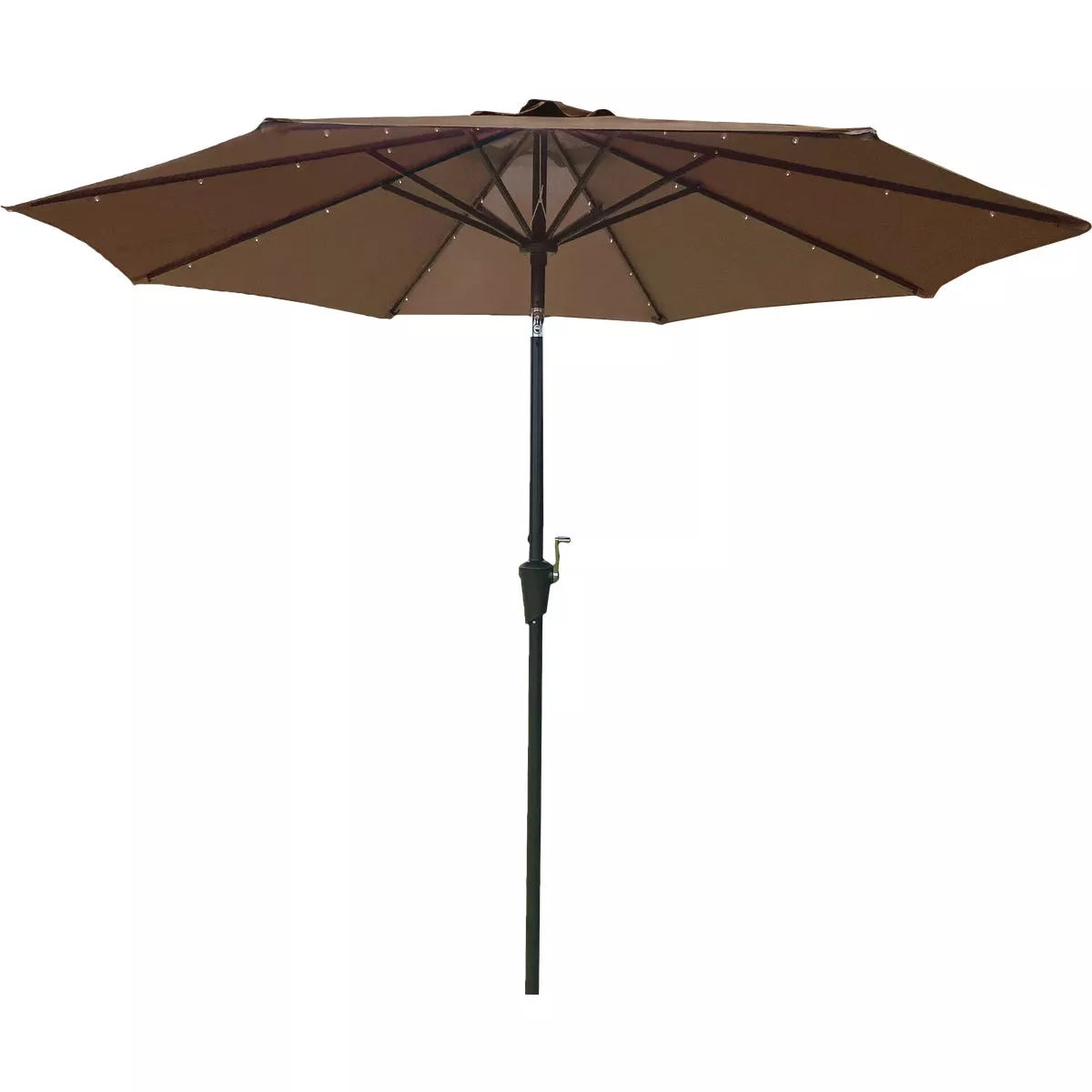 Outdoor Expressions 9 Ft. Aluminum Tilt/Crank Brown Patio Umbrella with Solar LED Lights - photo 2