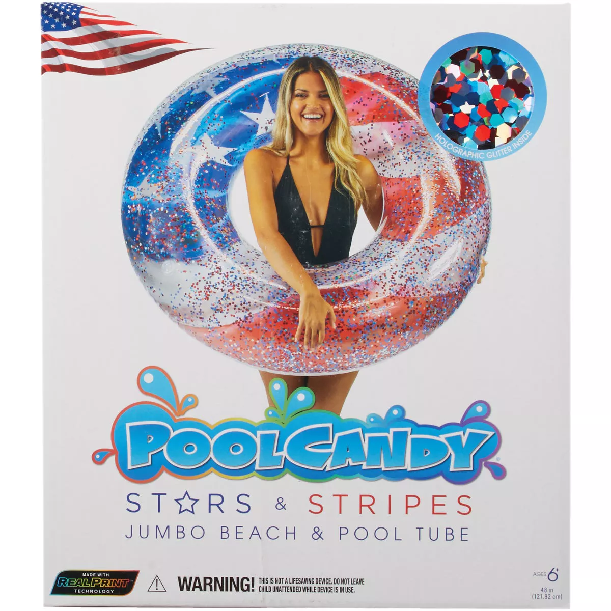 PoolCandy Stars & Stripes 48 In. Jumbo Glitter Pool Tube Float - photo 2