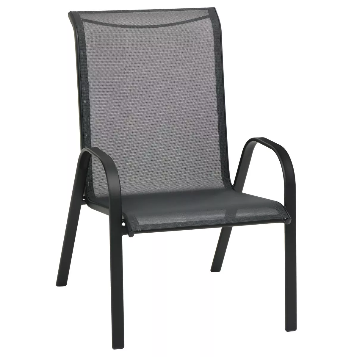 Windsor Collection Black Steel Sling Oversized Stacking Chair