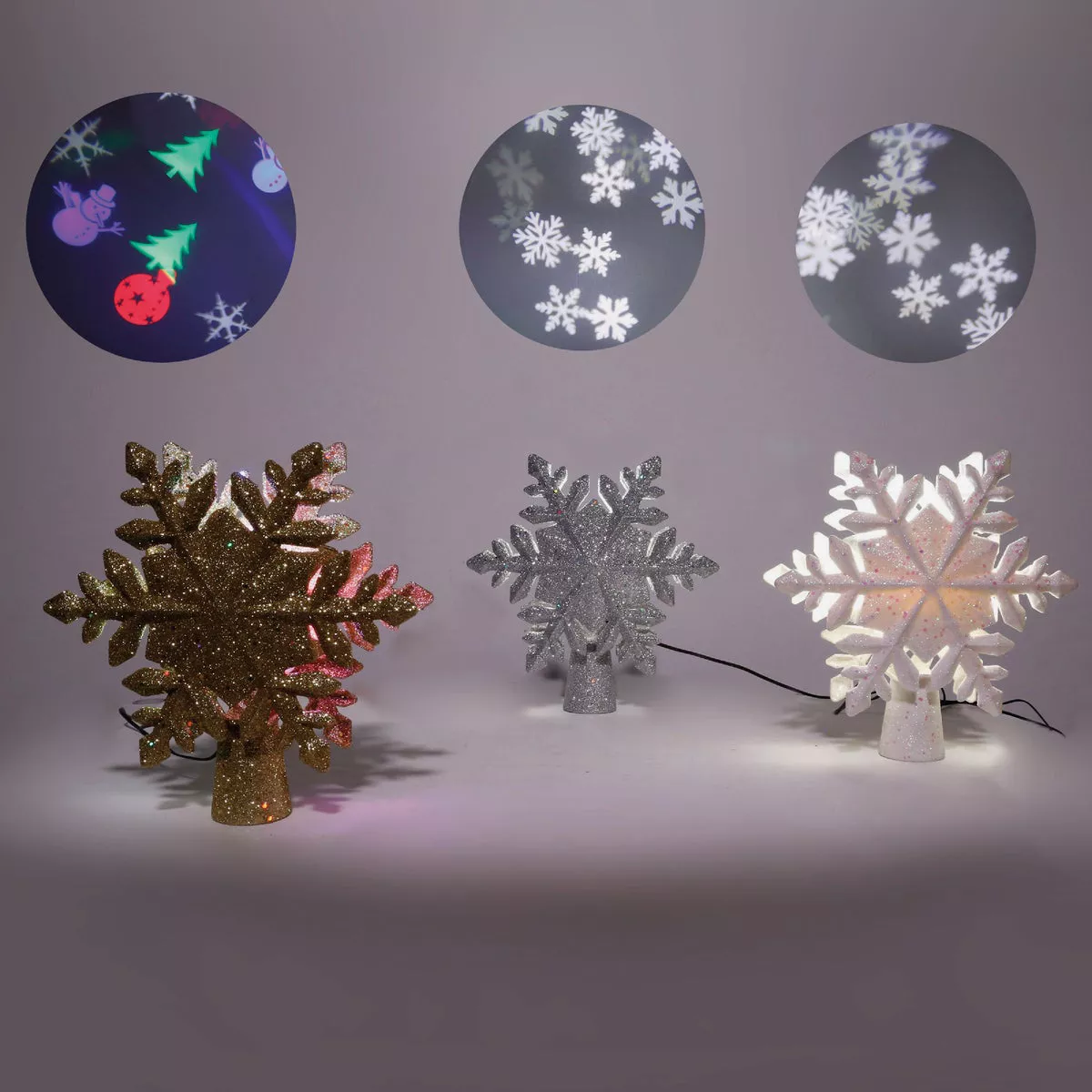 Alpine LED Glitter Snowflake Projector Christmas Tree Topper - photo 2