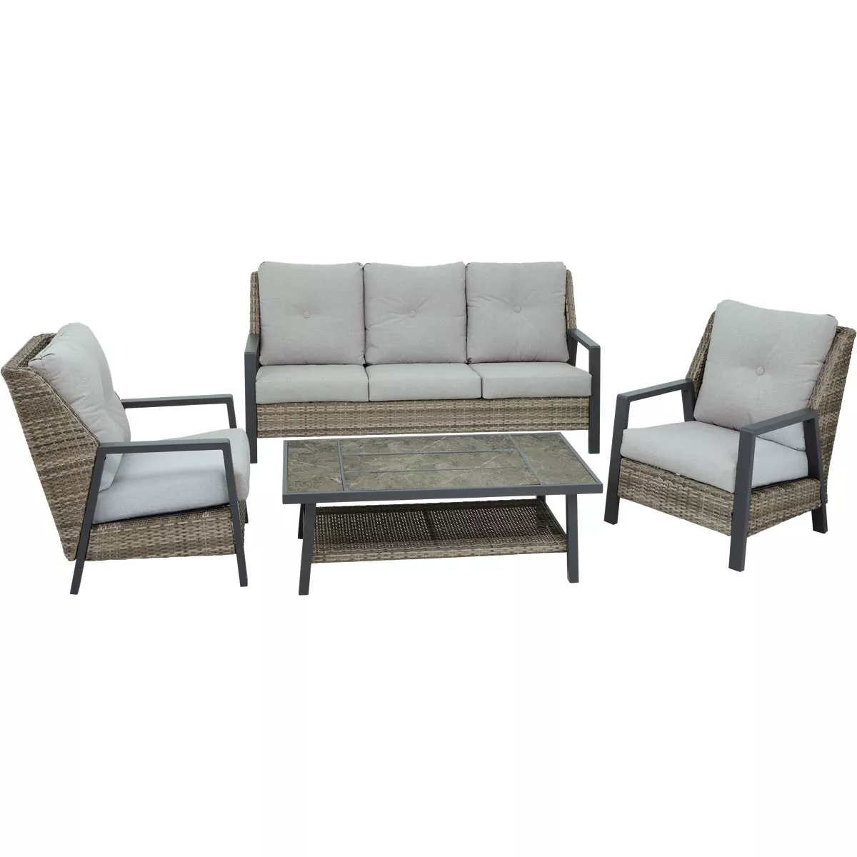 Outdoor Expressions 4-Piece Wicker Chat Set with PFAS-Free Fabric