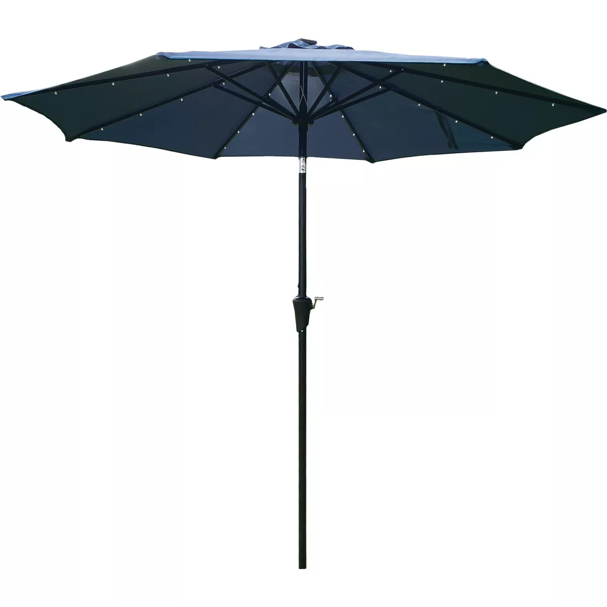 Outdoor Expressions 9 Ft. Aluminum Tilt/Crank Heather Blue Patio Umbrella with Solar LED Lights - photo 3