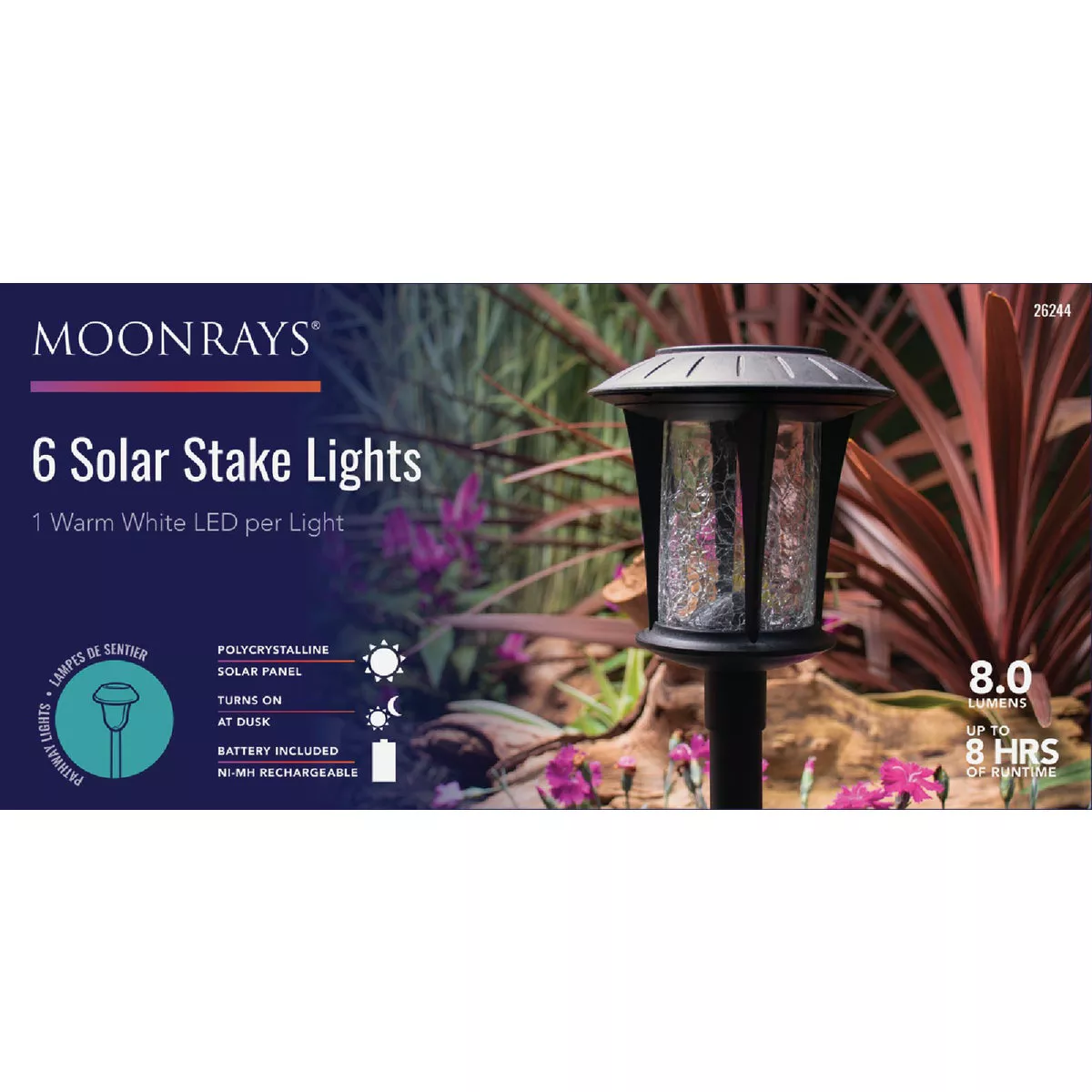 Moonrays Crackle Glass Solar Stake Light Set (6-Pack)