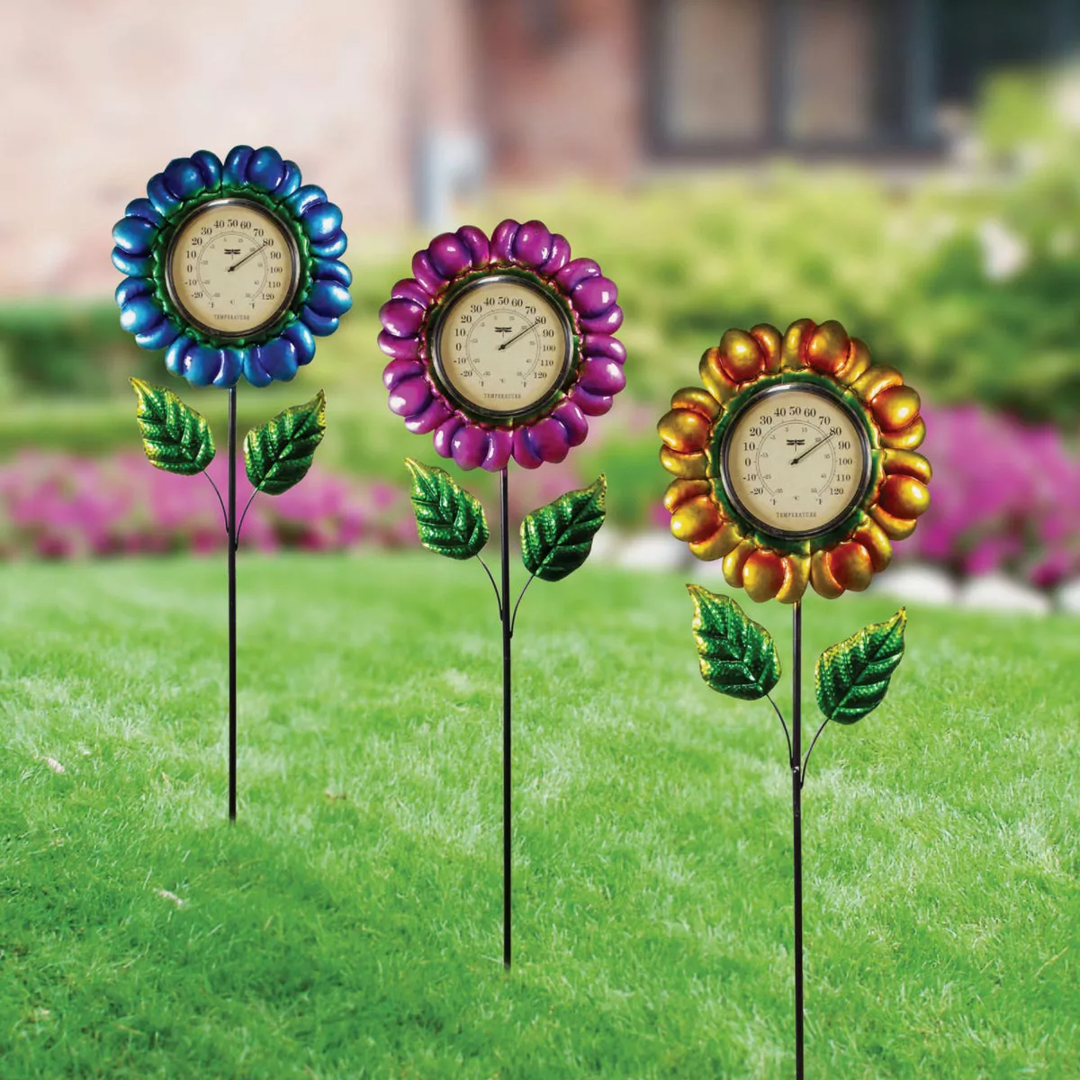 Alpine 42 In. H. Metallic Flower Thermometer Stake - photo 8