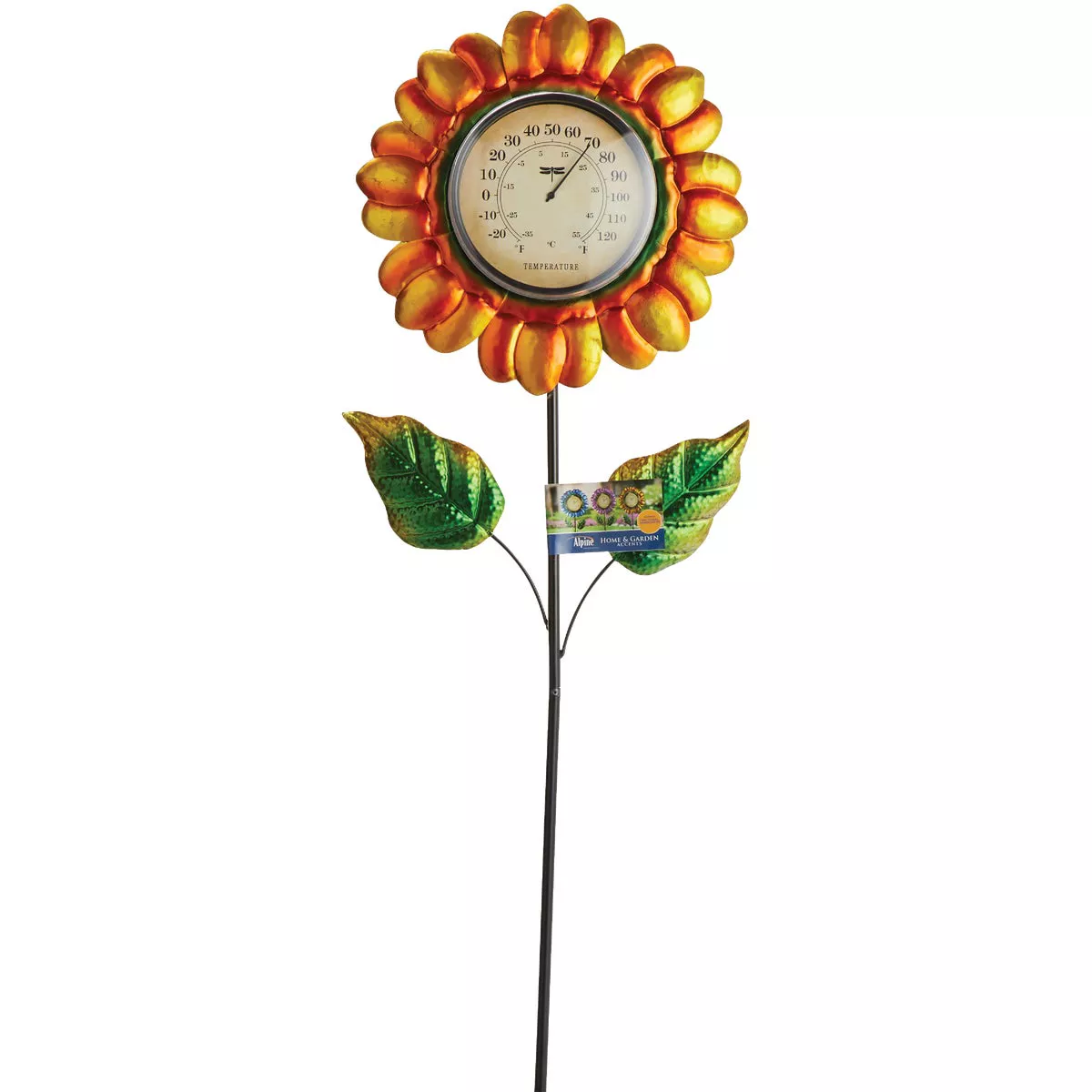 Alpine 42 In. H. Metallic Flower Thermometer Stake - photo 2