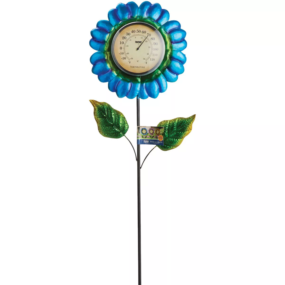 Alpine 42 In. H. Metallic Flower Thermometer Stake - photo 6