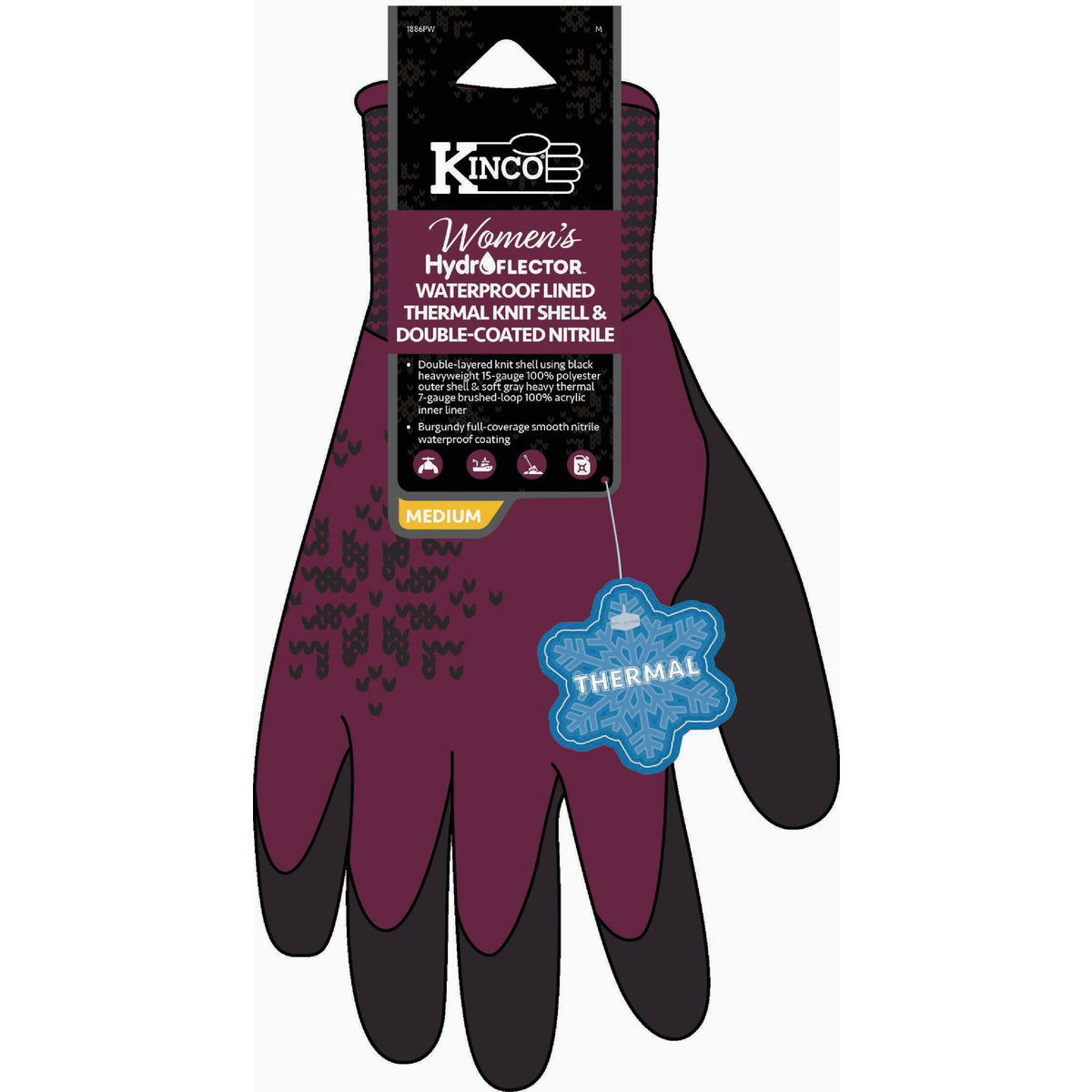 Kinco HydroFlector Women's Medium Waterproof Lined Thermal Knit