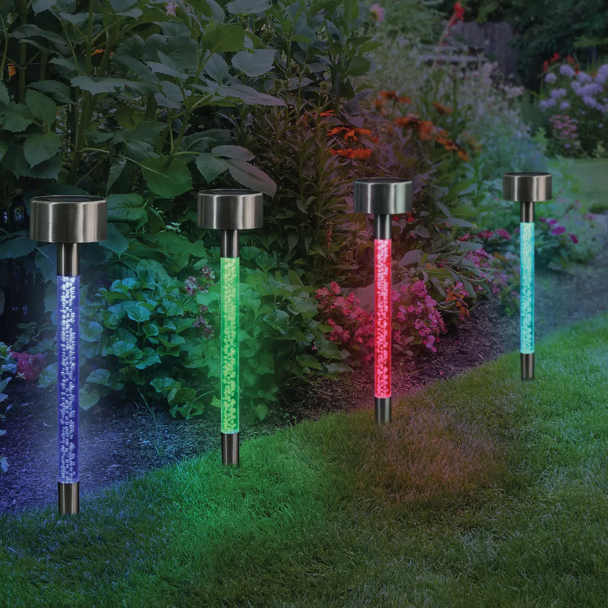 Exhart 14 In. Color Changing LED Bubble Stick Solar Garden Stake Light - photo 3