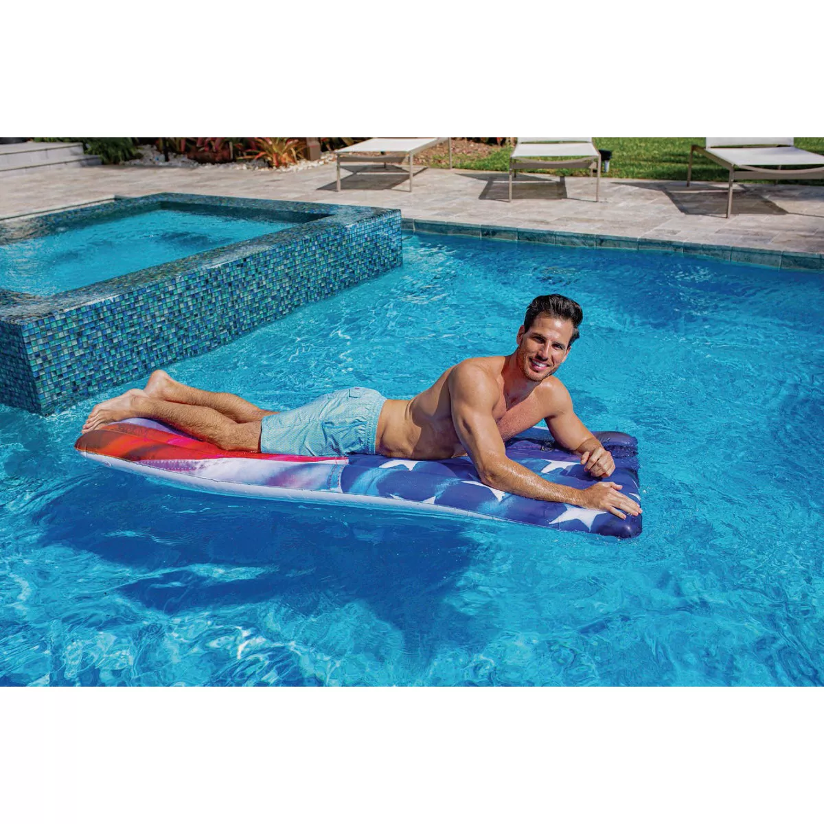 PoolCandy Stars & Stripes Deluxe Mattress Pool Raft - photo 6