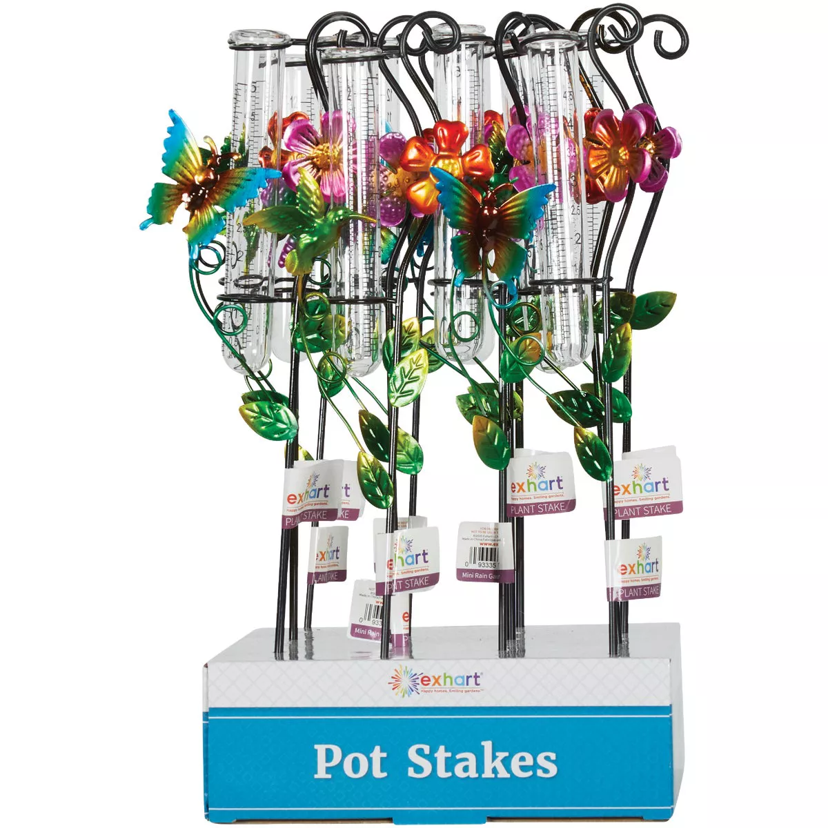 Exhart 14 In. Mini Rain Gauge Stake with Flowers - photo 2