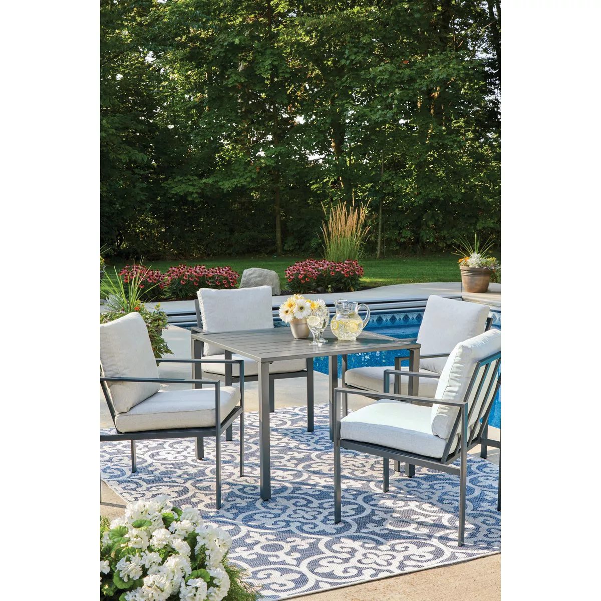 Outdoor Expressions 5-Piece Steel Frame Cushioned Dining Set - photo 12