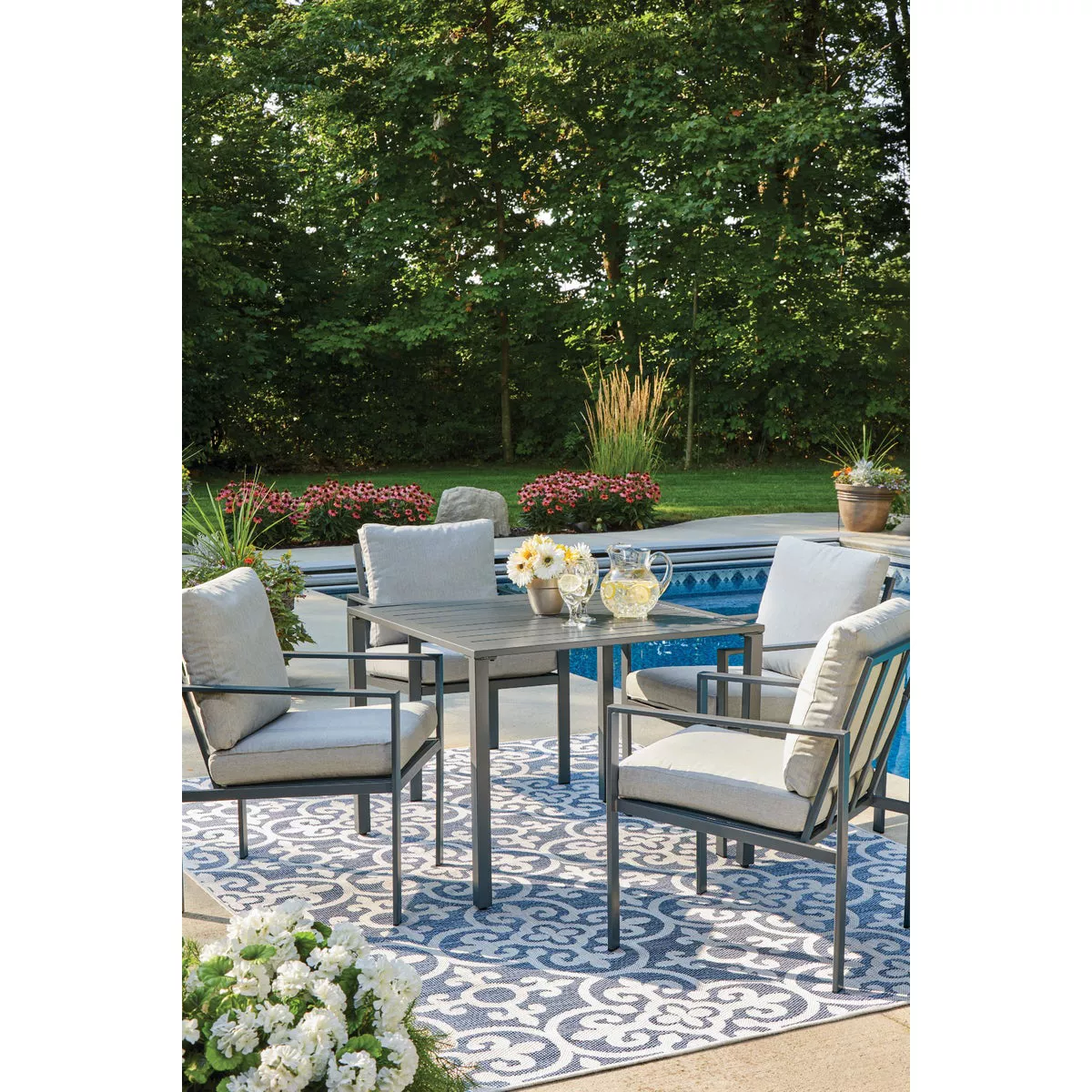 Outdoor Expressions 5-Piece Steel Frame Cushioned Dining Set - photo 8