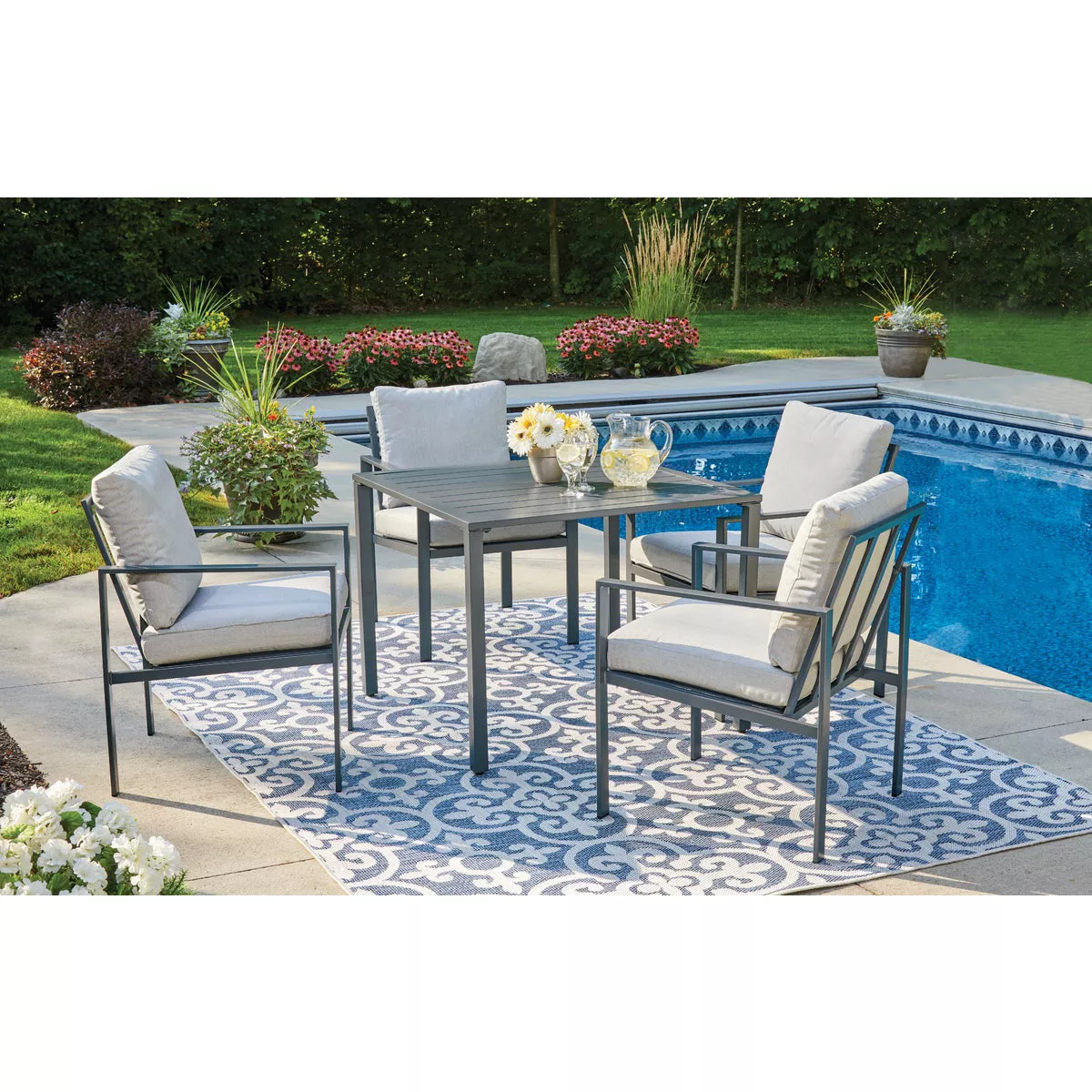 Outdoor Expressions 5-Piece Steel Frame Cushioned Dining Set - photo 7