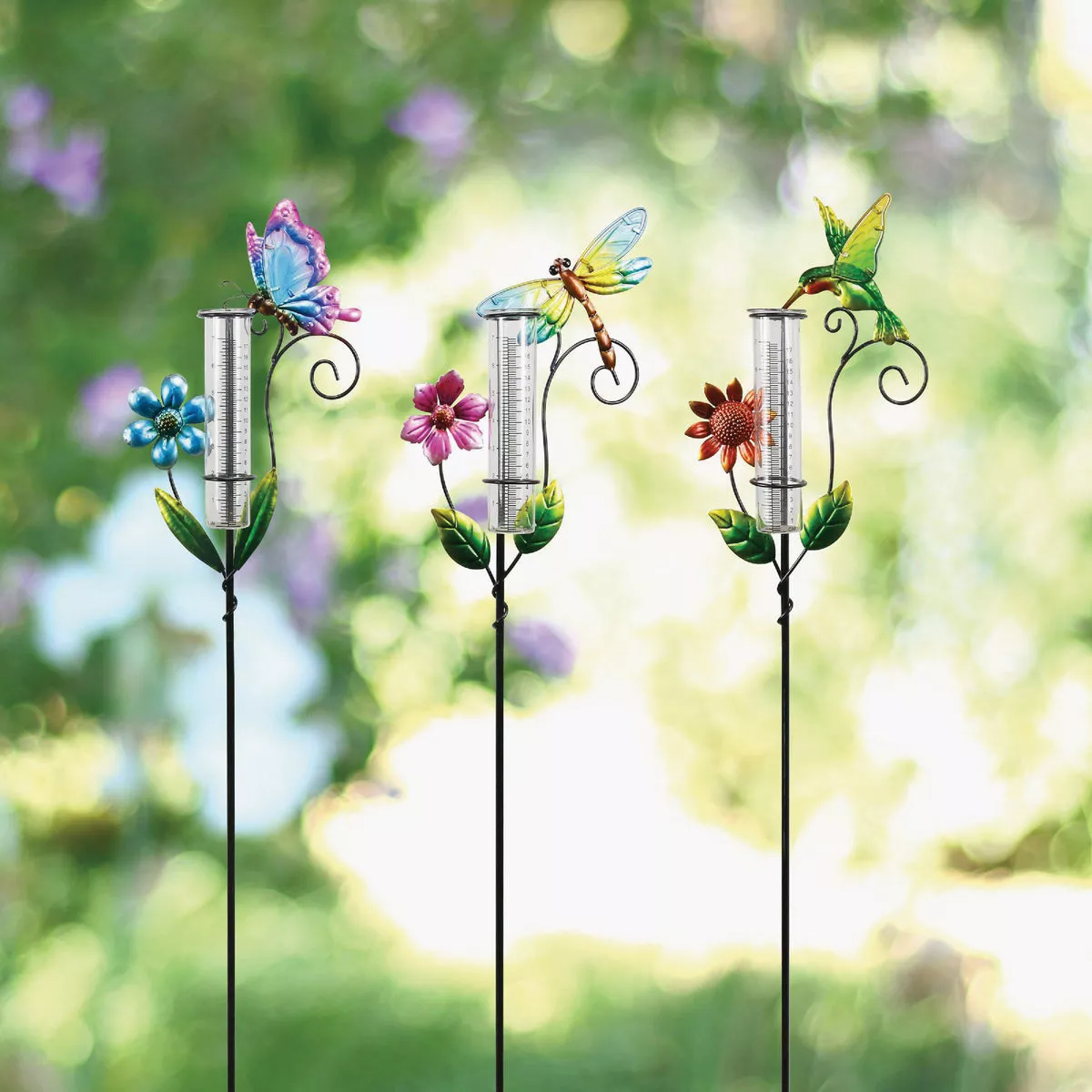 Alpine 36 In. H. Metal Stake Decorative Glass Rain Gauge - photo 3