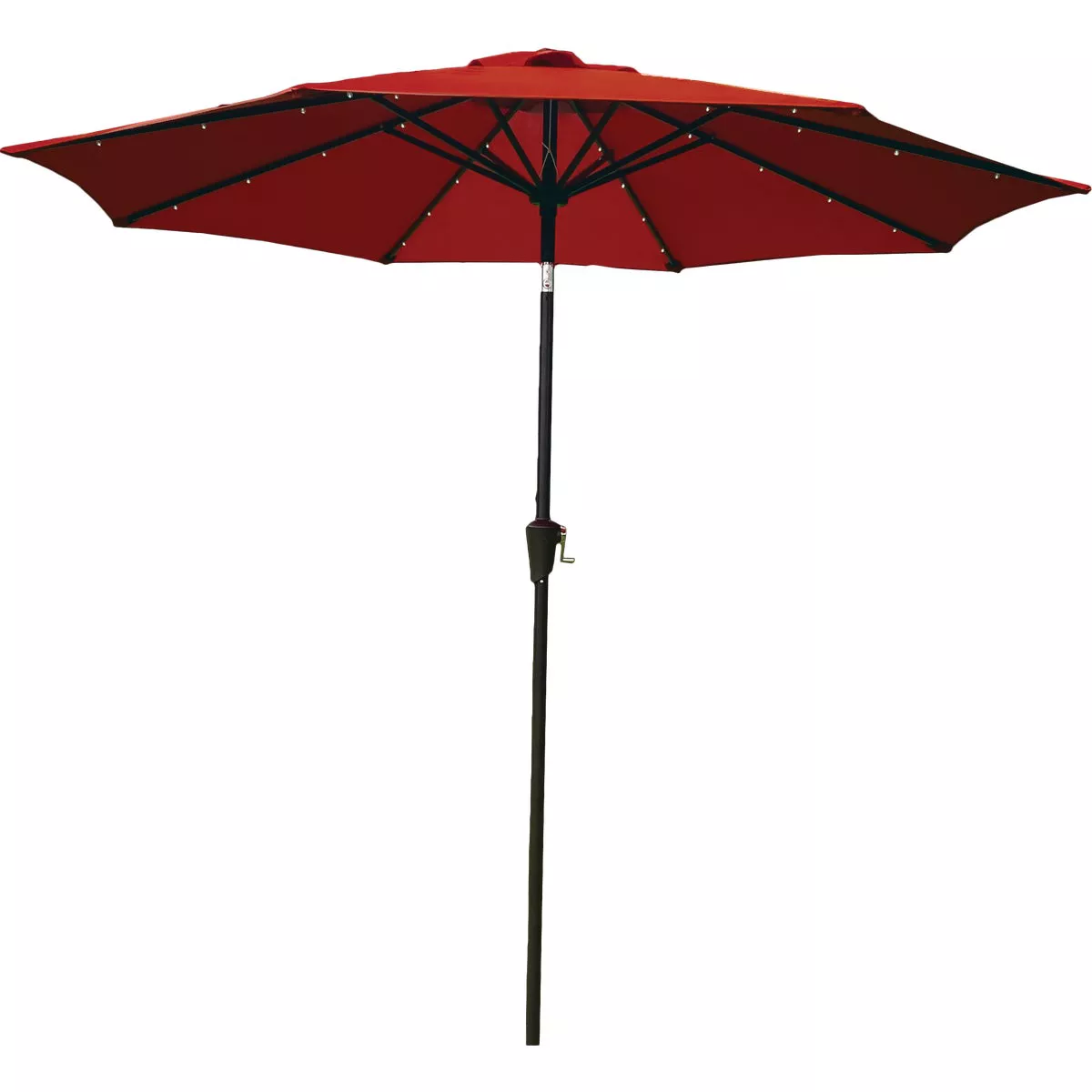 Outdoor Expressions 9 Ft. Aluminum Tilt/Crank Crimson Red Patio Umbrella with Solar LED Lights - photo 2