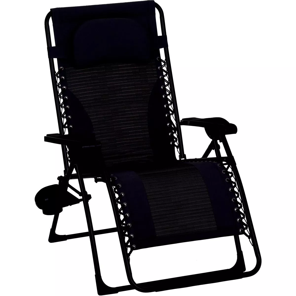 Outdoor Expressions Zero Gravity Deluxe Relaxer Gray Padded Chair with Cup Holder