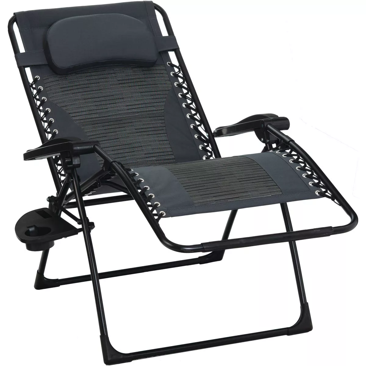Outdoor Expressions Zero Gravity Deluxe Relaxer Gray Padded Chair with Cup Holder - photo 5